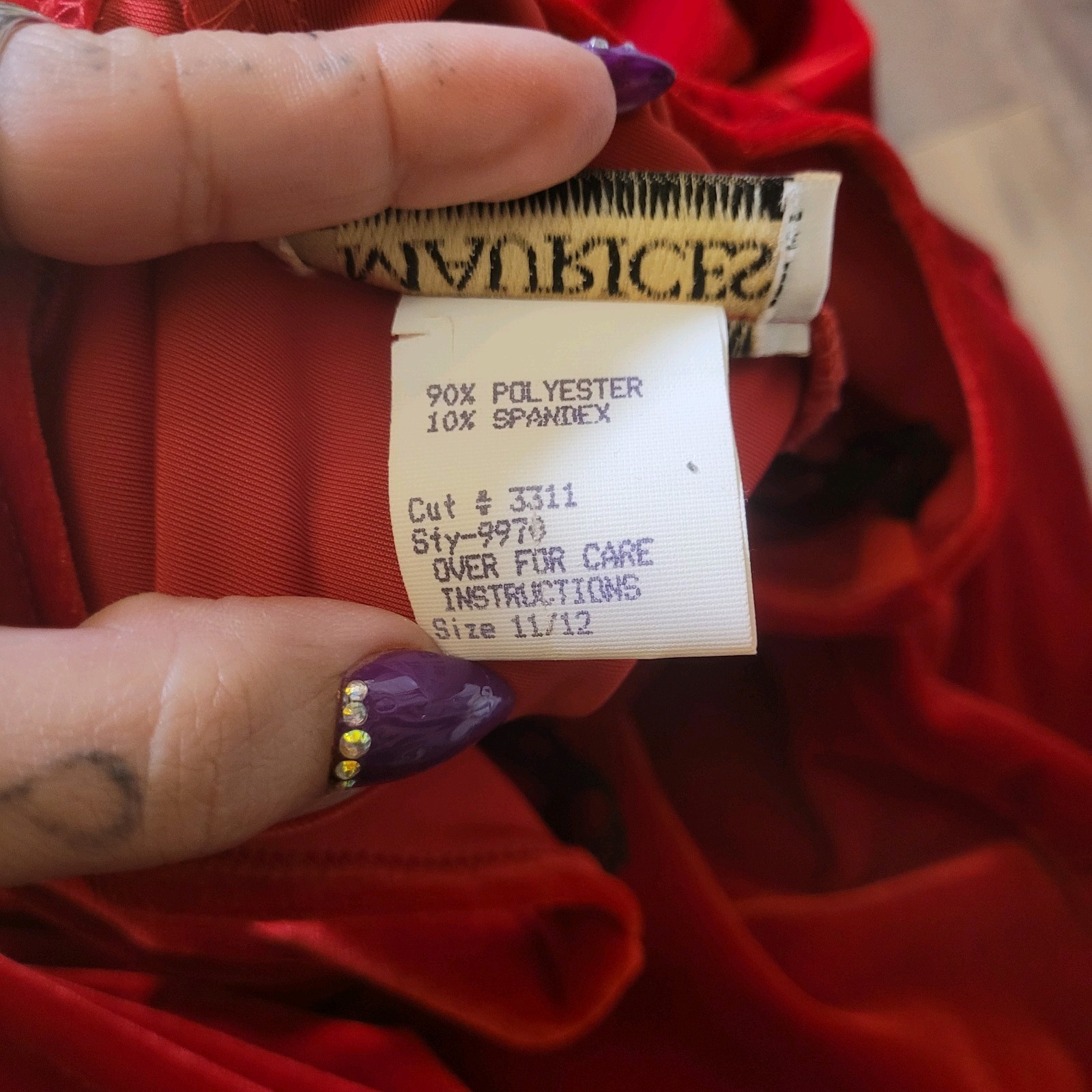 Vtg RED Gothic Velvet Maxi Dress/11/12 Spaghetti Strapped/T103