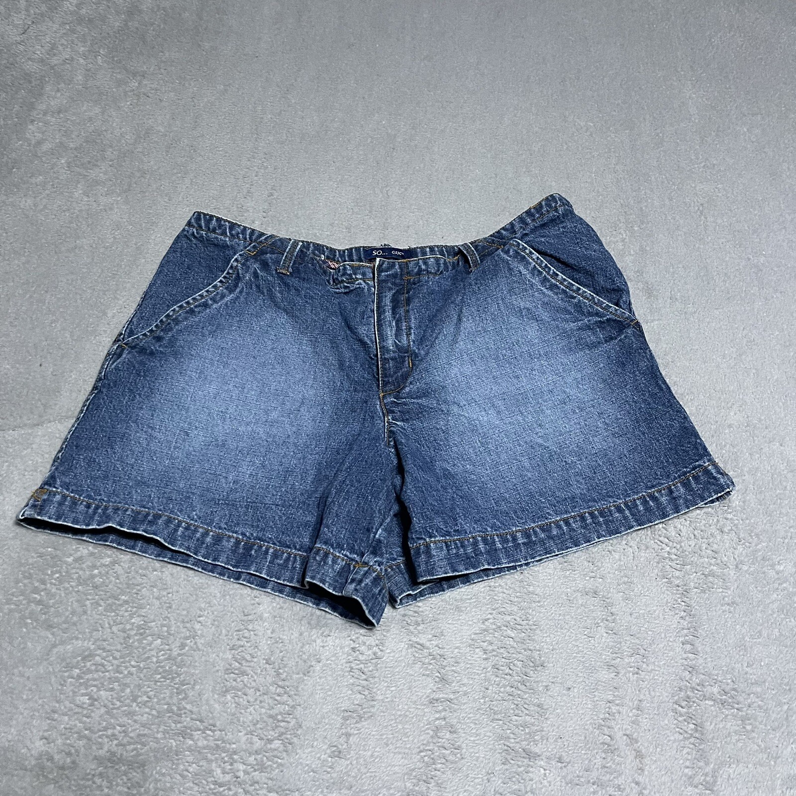 Vintage SO GSJC Denim Shorts Womens 11 Blue Cotton Baggy Flap Pocket