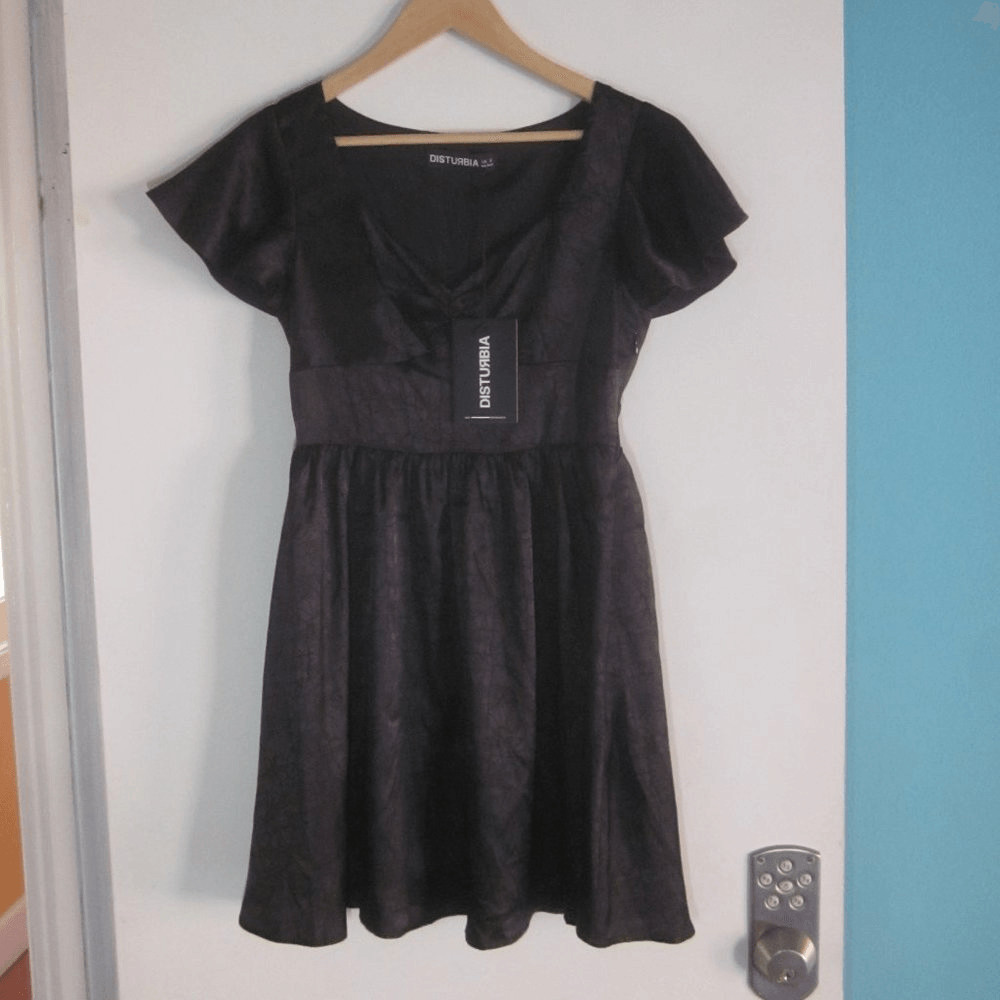 Disturbia Dorian Black Goth Mini Dress Womens Size 4 NWT UK 8 NEW with TAGS