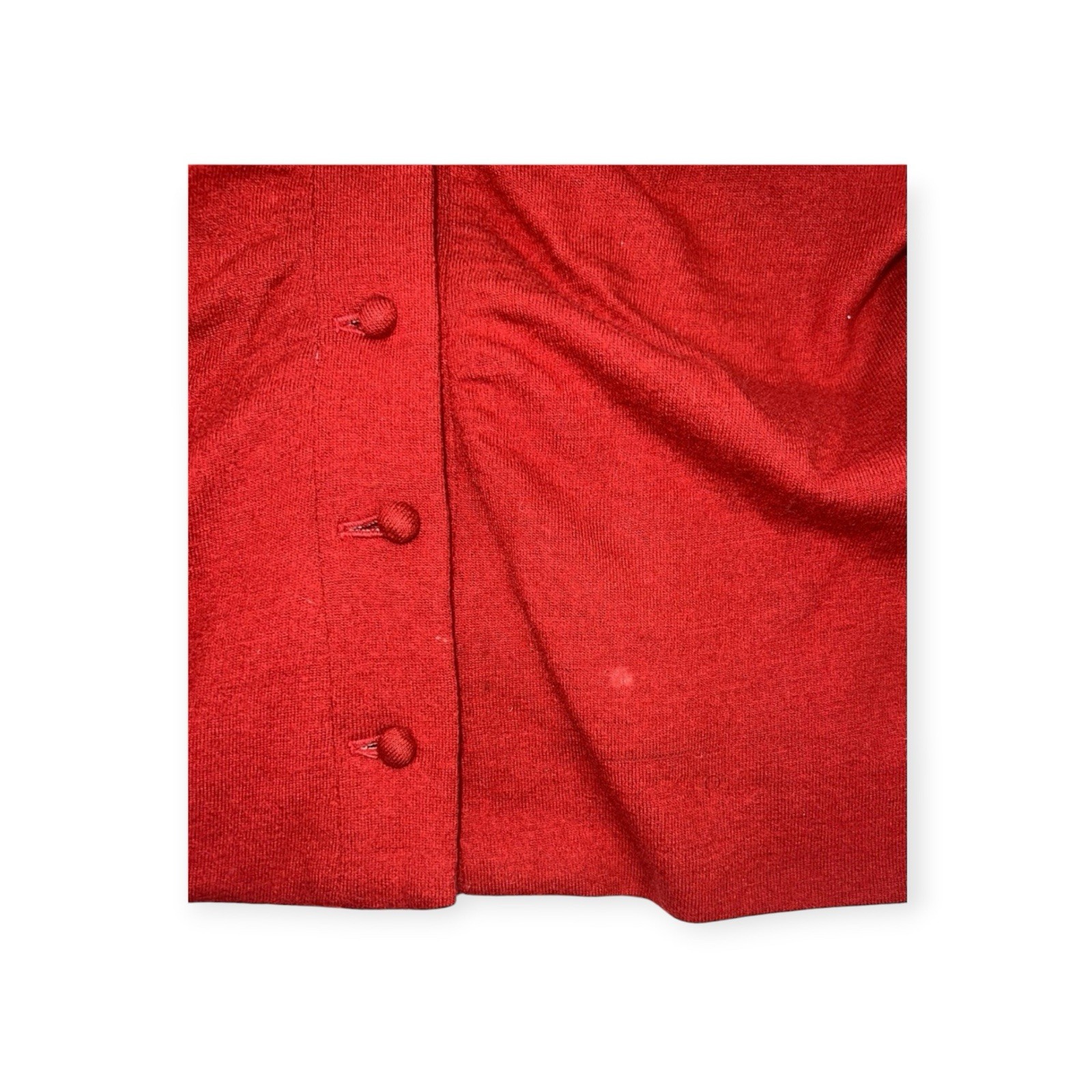 VTG 1940s RED WOOL FELT SWING SUIT JACKET SKIRT RHINESTONE BEE ROCKABILLY MCM M