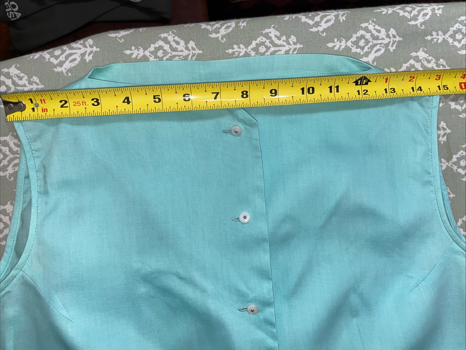 Vtg 40s 50s Light Teal Fritzi Of California Sleeveless Cotton Summer Blouse