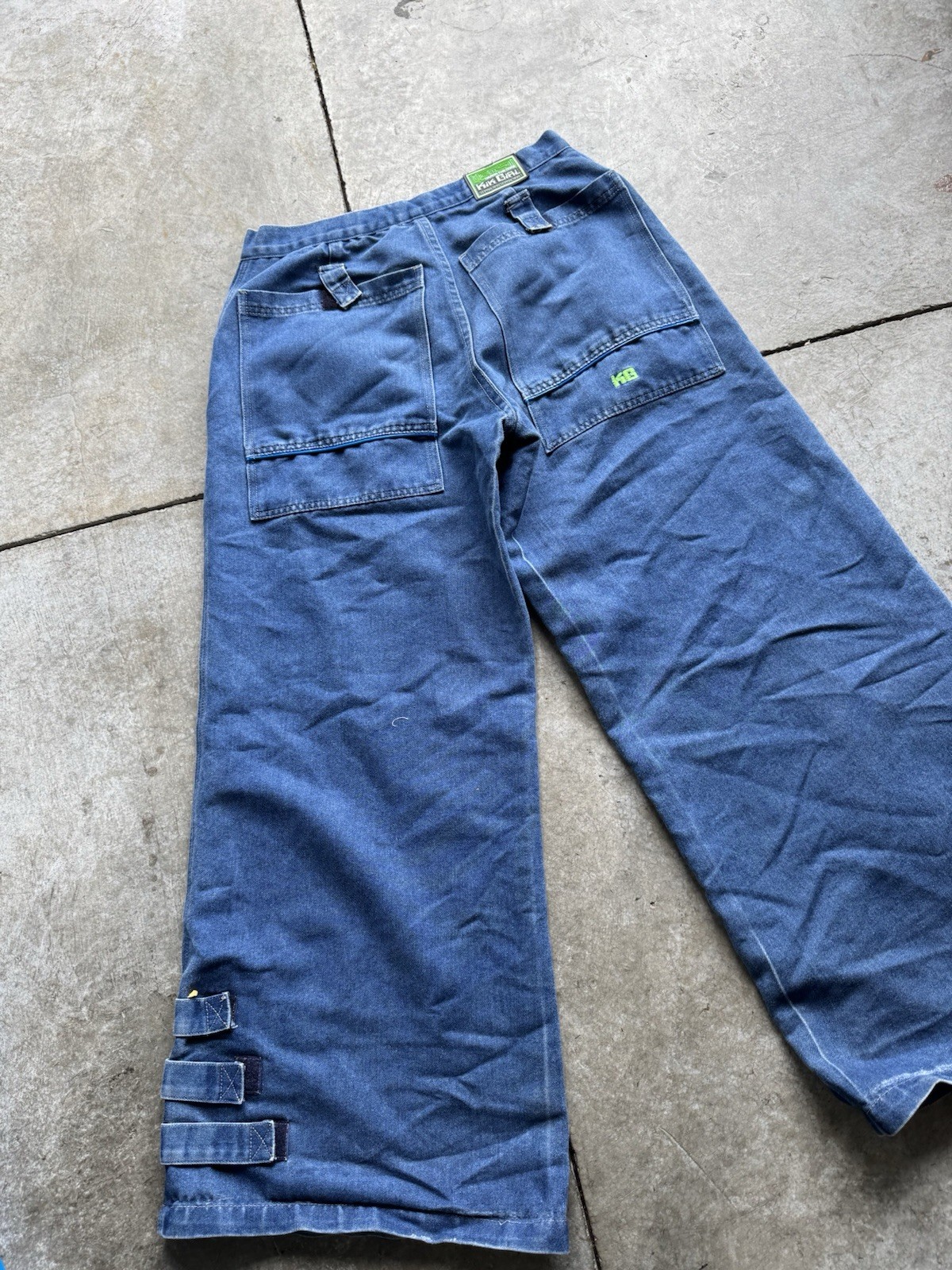 VTG 1990s Kikgirl Wide Leg Pants Sz 9 Blue Raver Skater Y2K Style