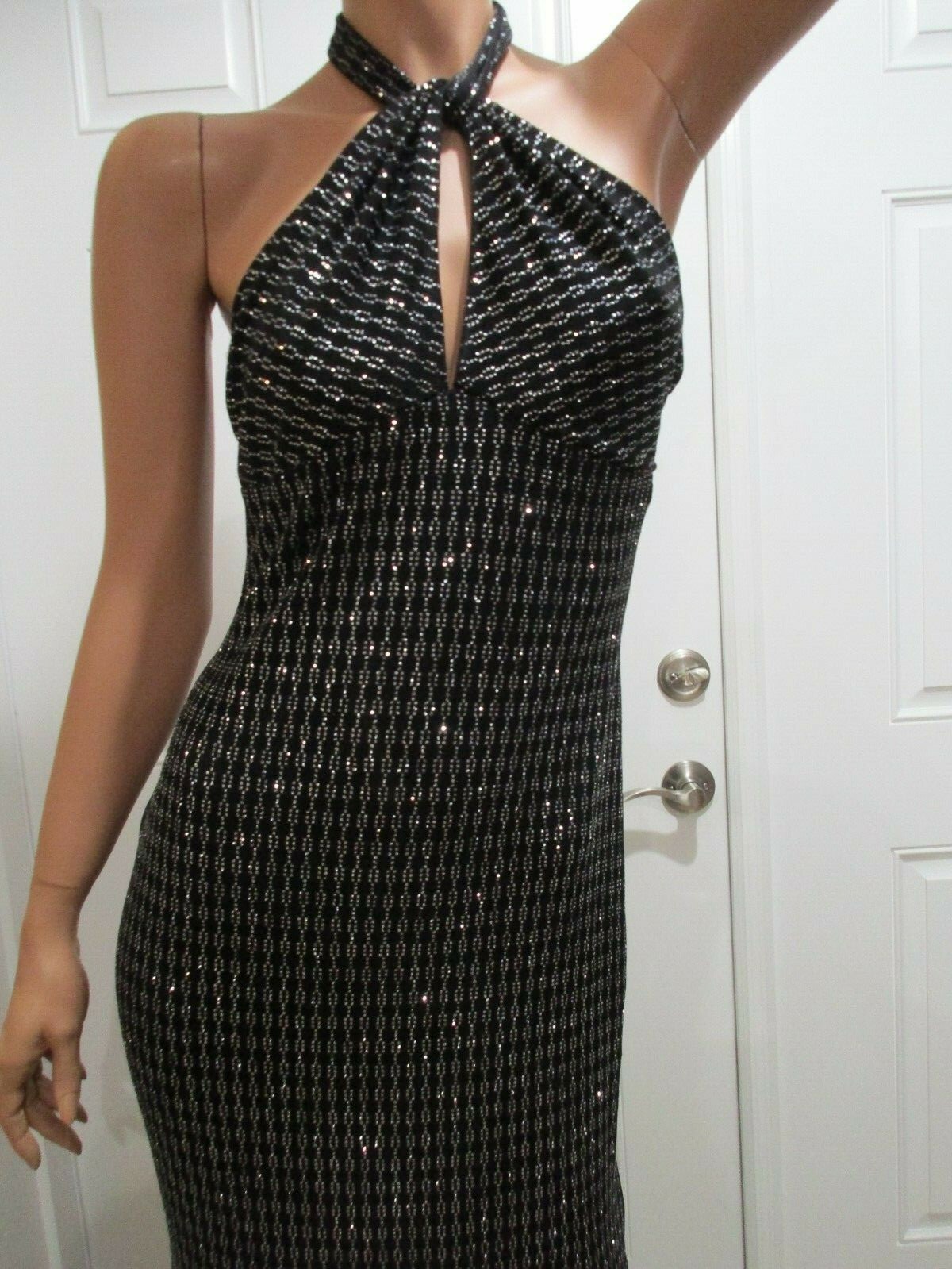 women fashion style dress black and silver party dress
