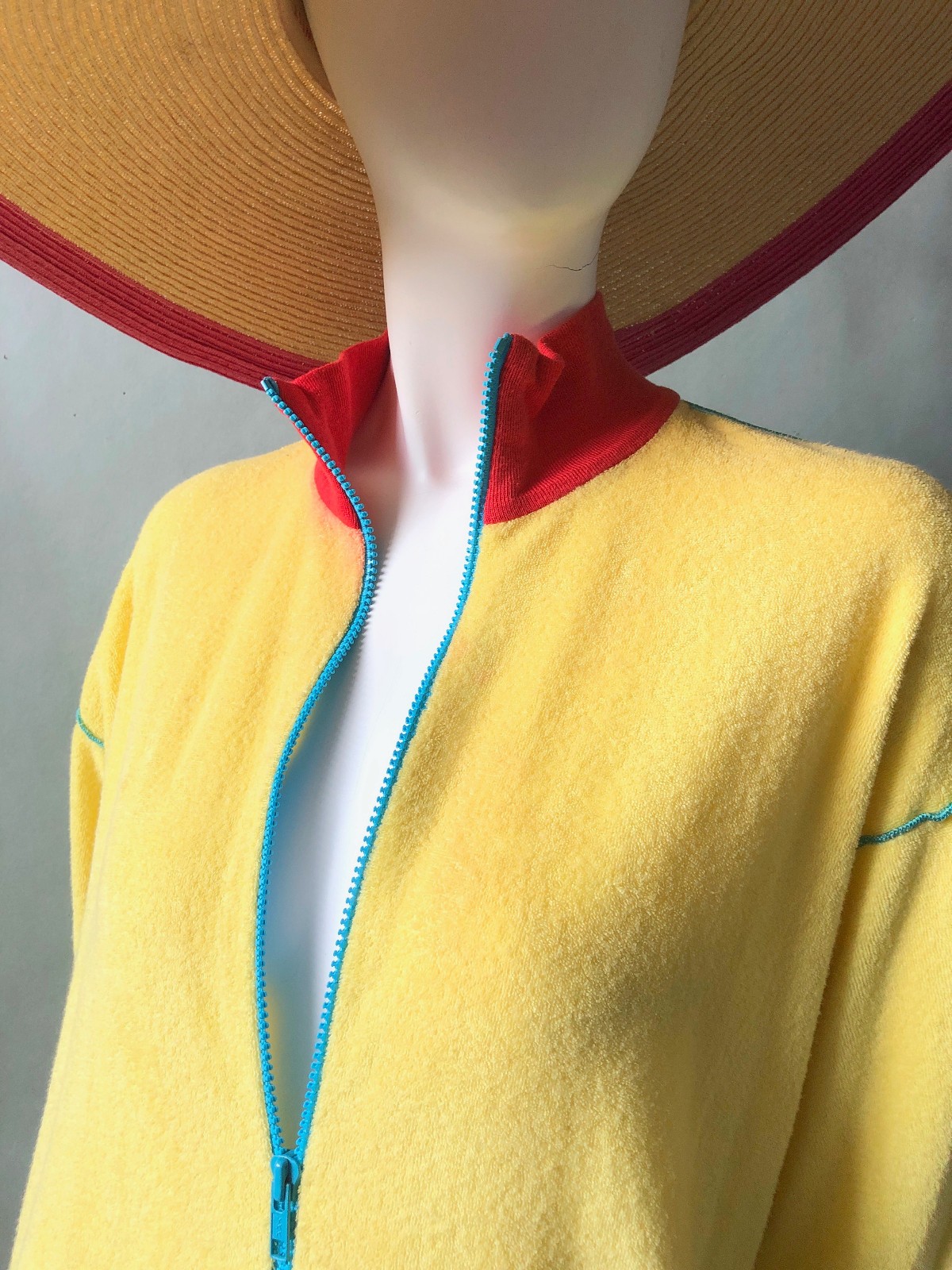 Rare Vintage 70s 80s CLOVIS RUFFIN Boutique Yellow Terry Cloth Robe Caftan M L