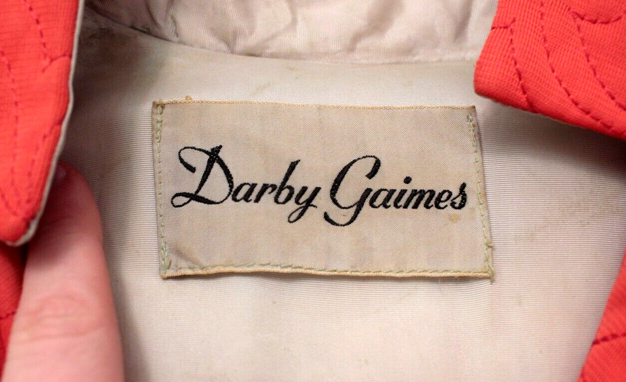 Vtg Women’s 40s Coral Orange Housecoat Robe 1940s HouseDress Darby Gaimes Sz S/M