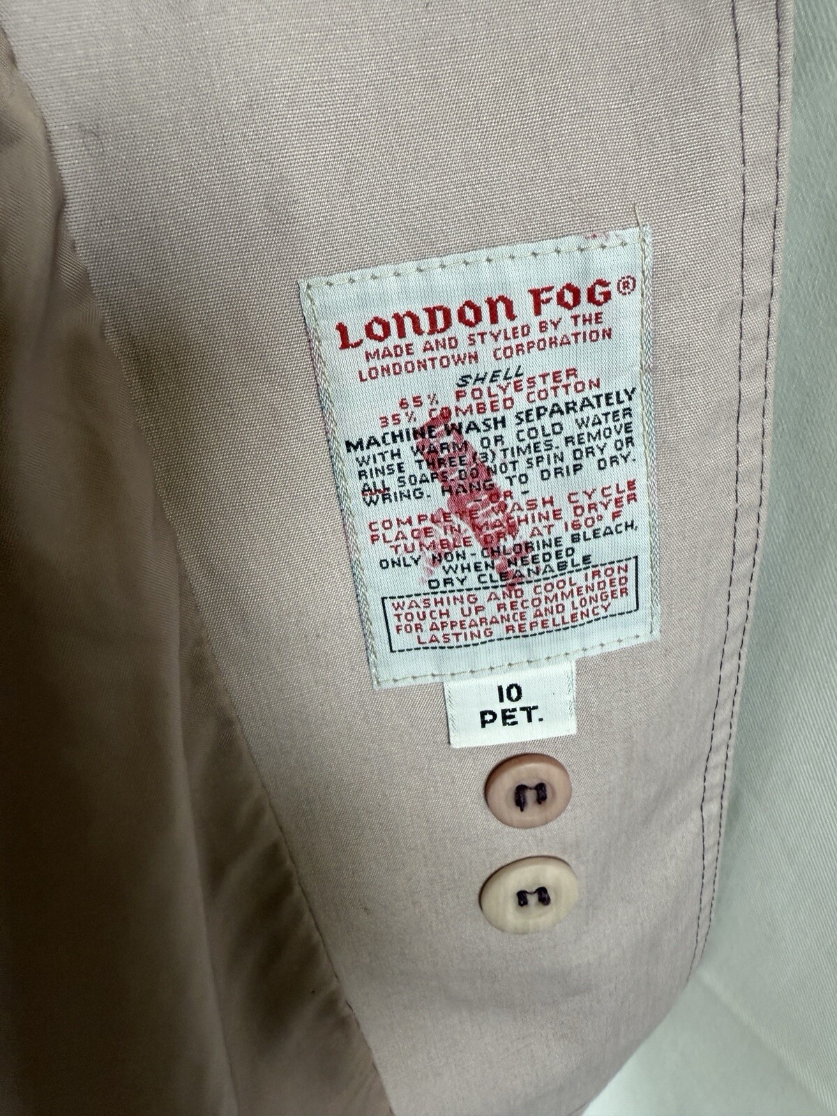 Vintage London Fog Rain Coat Light Purple Size 10 Petite