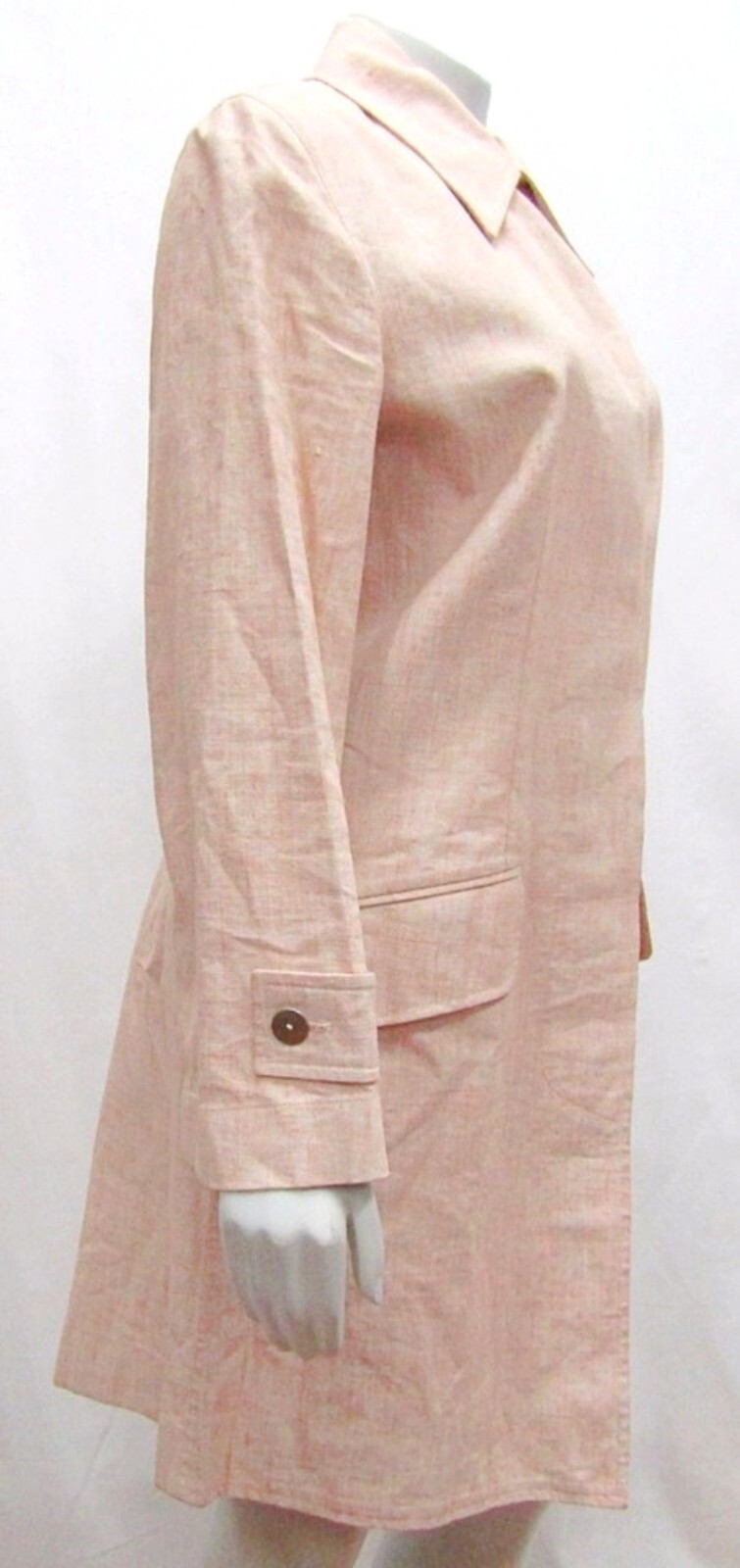 CHANEL Vintage Peach Linen Water resistant Rain Coat Trench Jacket 38 6 Small