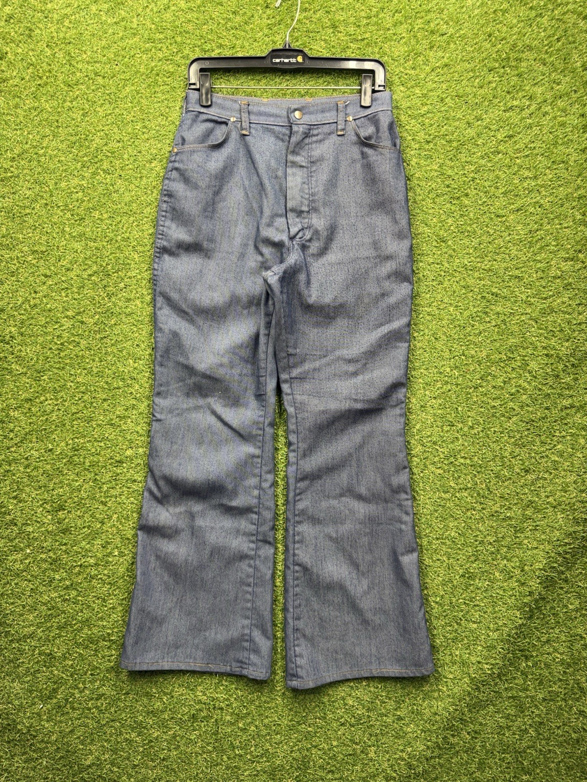 Vintage 70s Wrangler Bell Jeans Womens 15/16 Bottom Patch Pocket Flare Leg 28×32