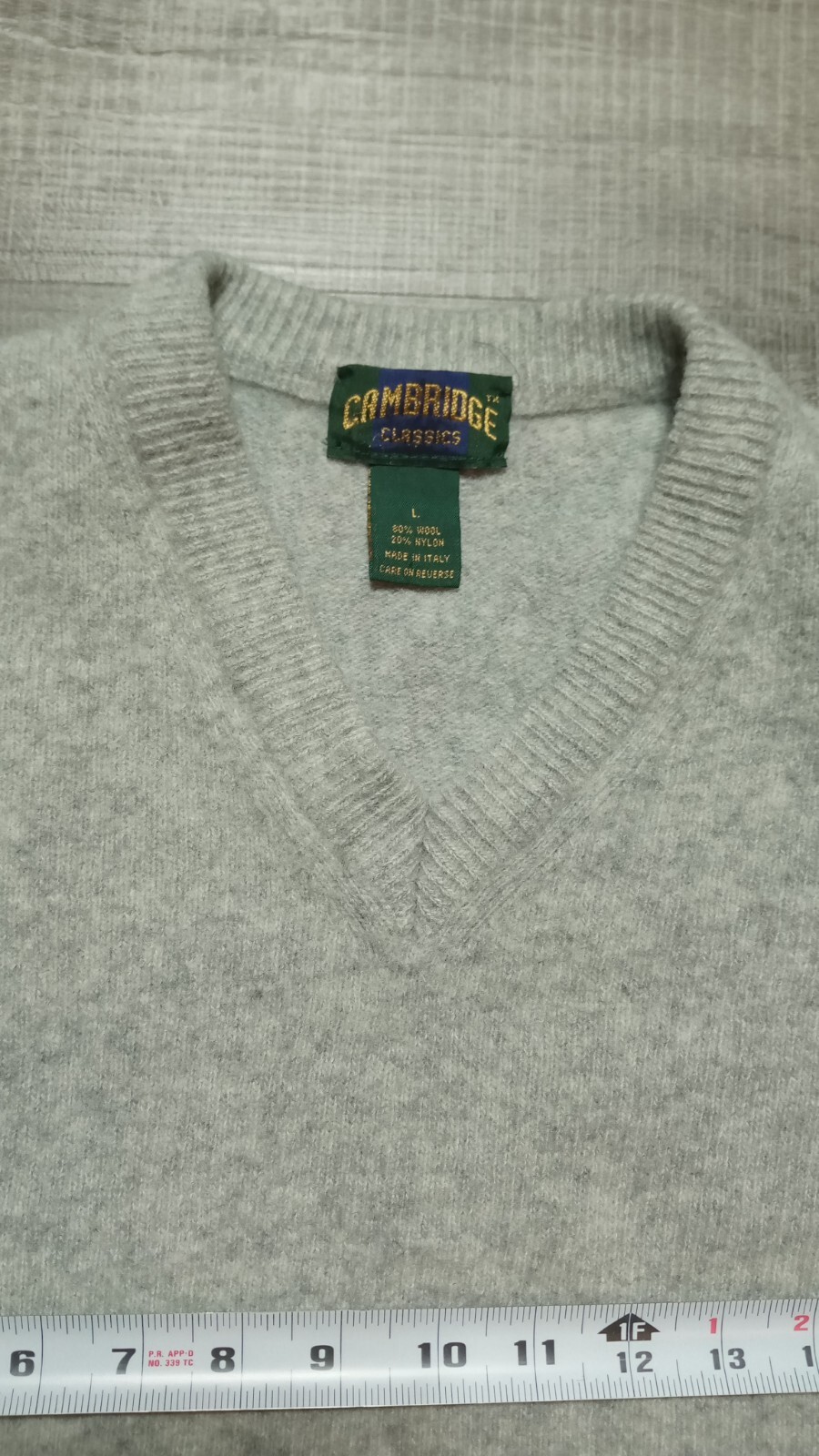 Women’s Cambridge Sweater Pullover Wool Blend Size Large Grey Made In Italy