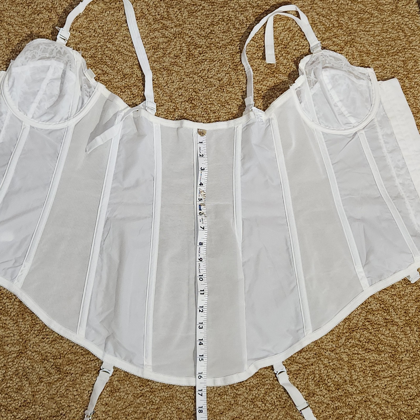 Vintage JC Penny 1960s Size 38 C Metal Clasp White Bustier with Adjustable Strap