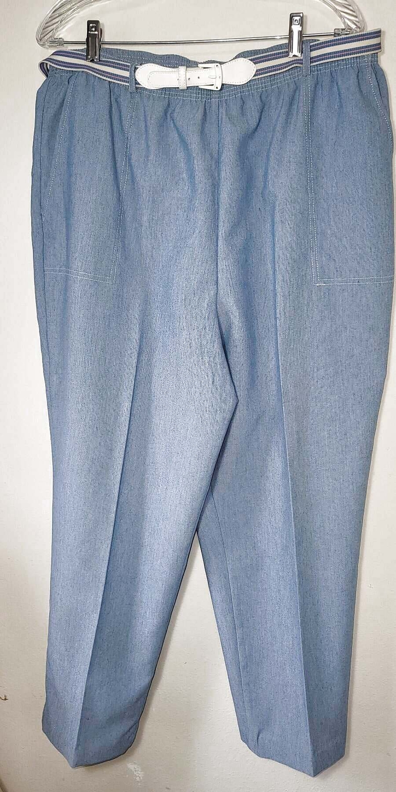 Vntg TAN JAY Size XL(16-18) Women’s Belted Blue Pants Canada Union Made Tapered