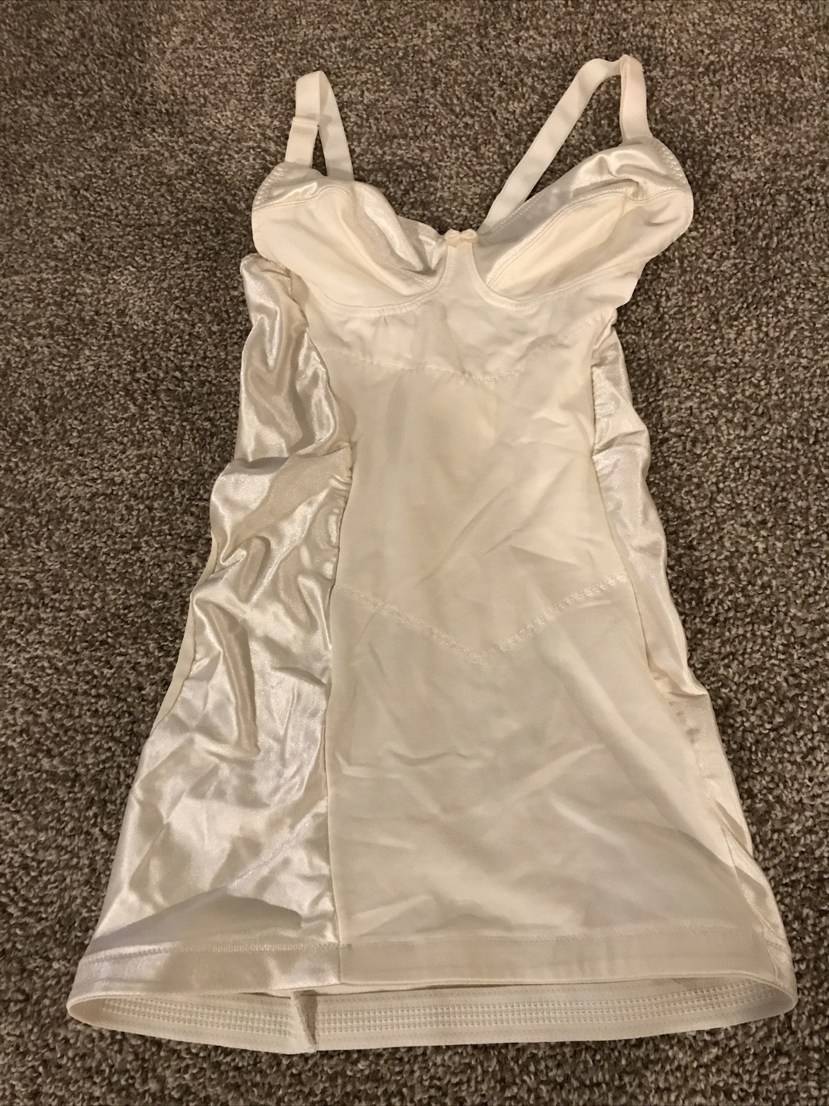 Used vtg Crown-ette Nylon & Spandex Bra Girdle Full Slip Body POWER SHAPER 36 B
