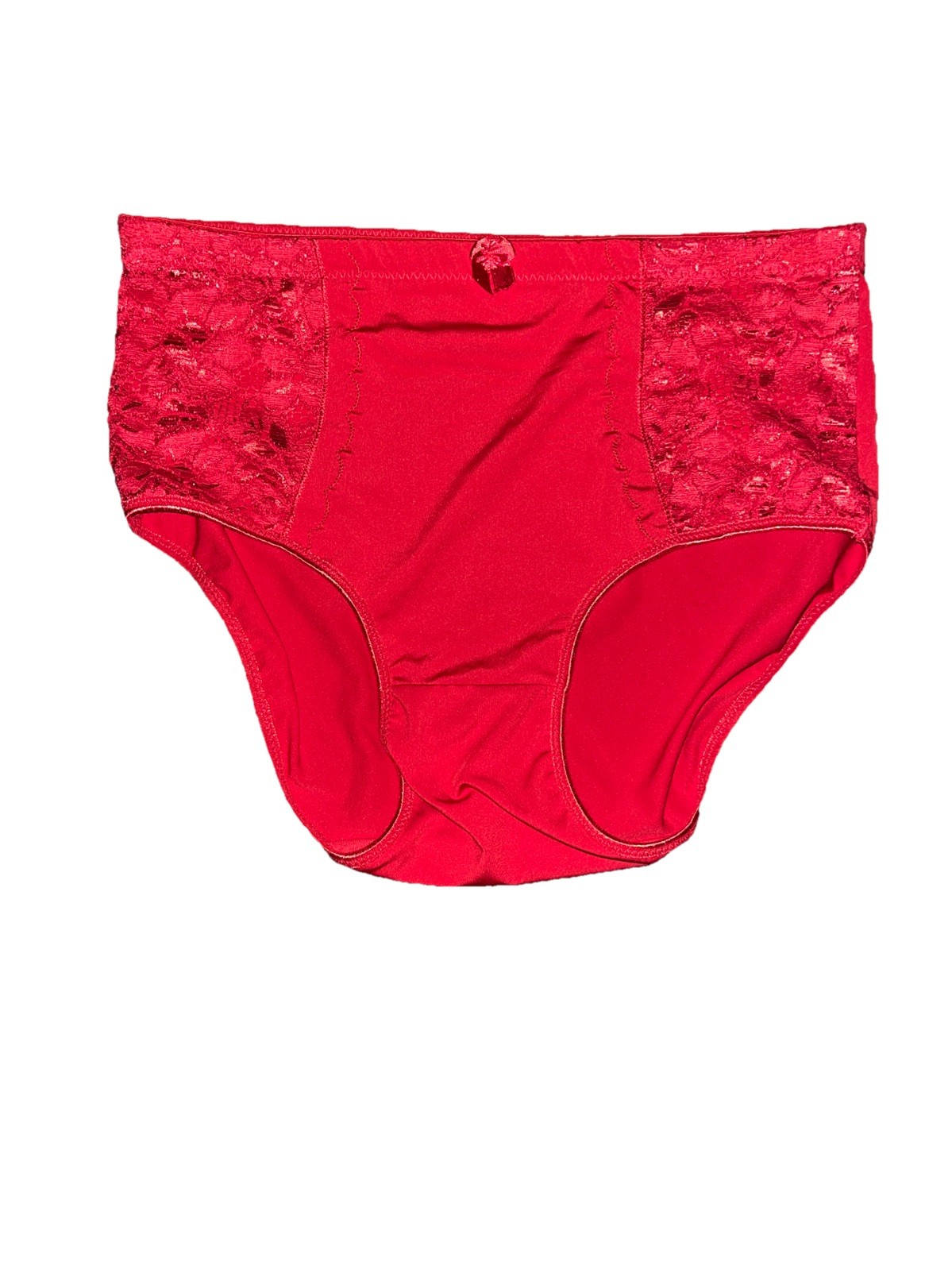 Vtg KMART Pink K Red Panties Large Second Skin Satin Lace Briefs Hi Rise 90s Y2K