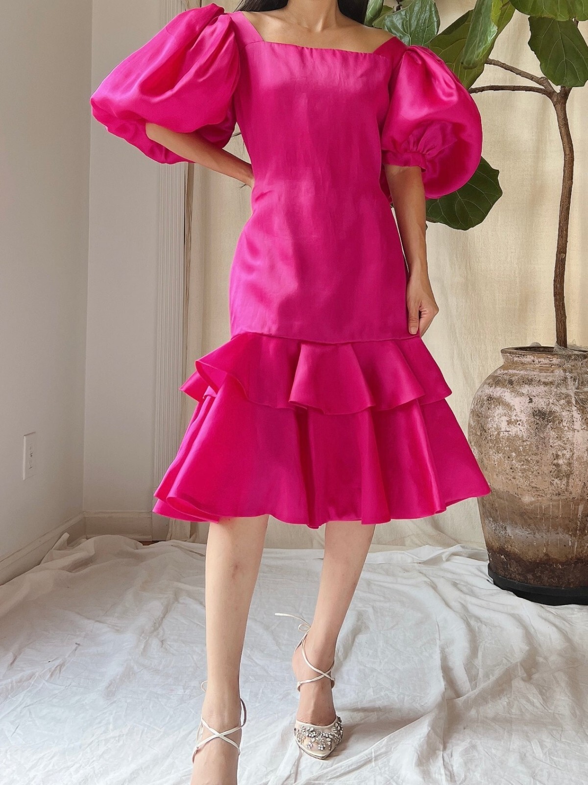 Vintage 1980s Silk Organza Oscar de la Renta dress – M/6/8. GREAT Condition