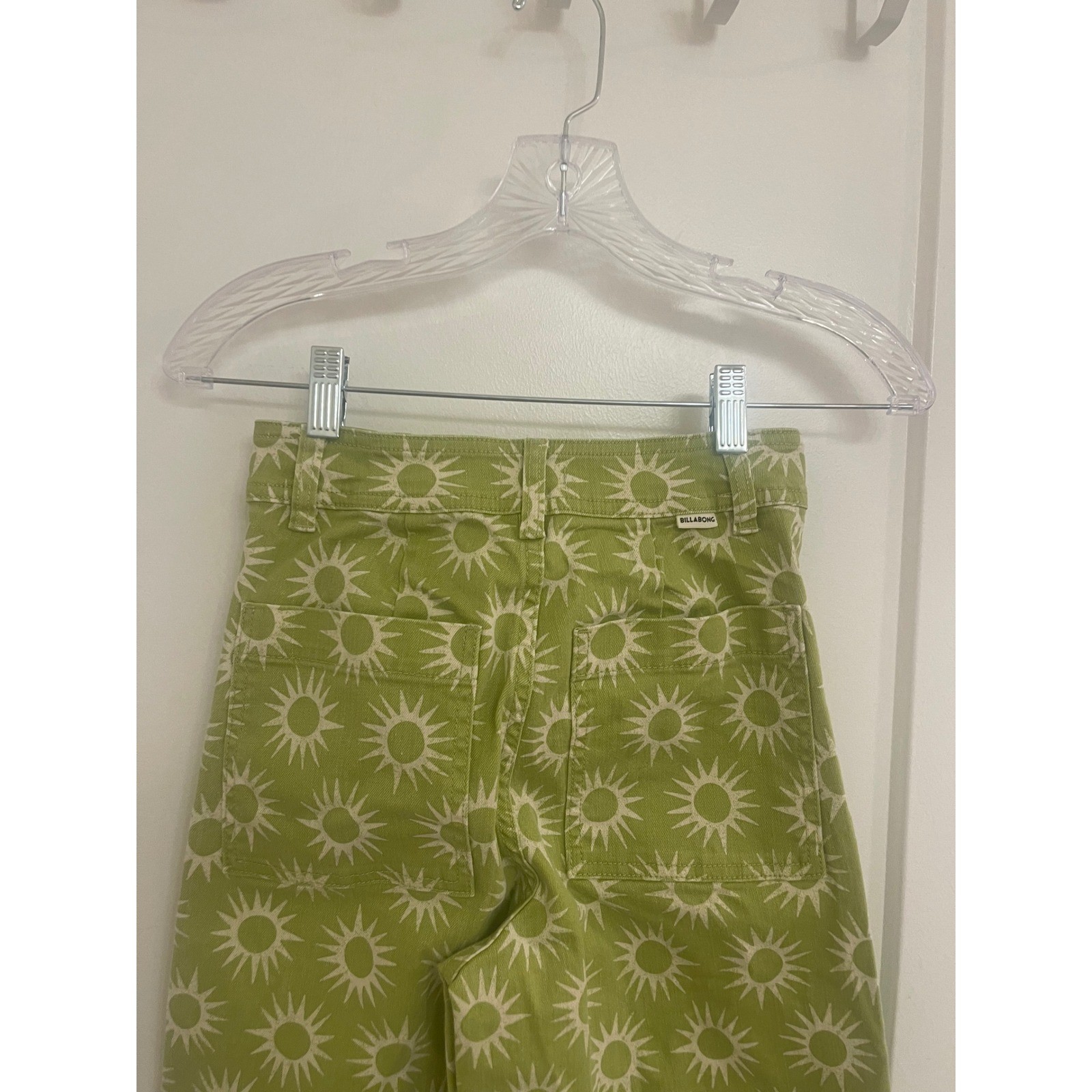 Billabong Green Floral Wide Leg Retro 70s Style Cottagecore Fairycore Whimsey