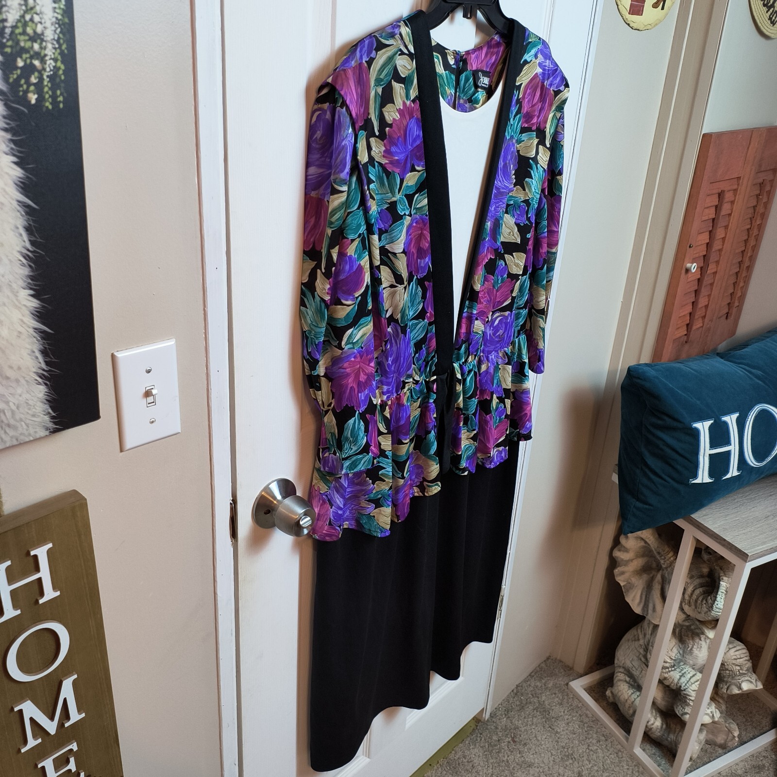 Vtg Jenny Floral Midi Dress Drop Waist Cottagecore Ruffled Multicolor 24W