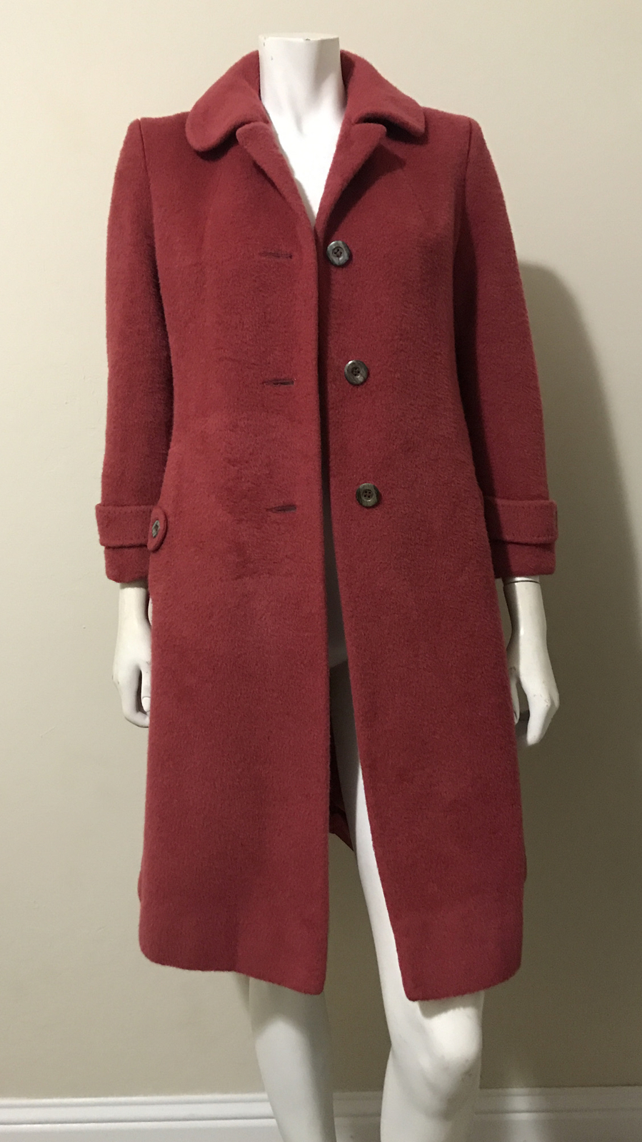 Forstmann Fabrics Vintage Cranberry Red 100% Wool Classic Fitted Coat Size S/M