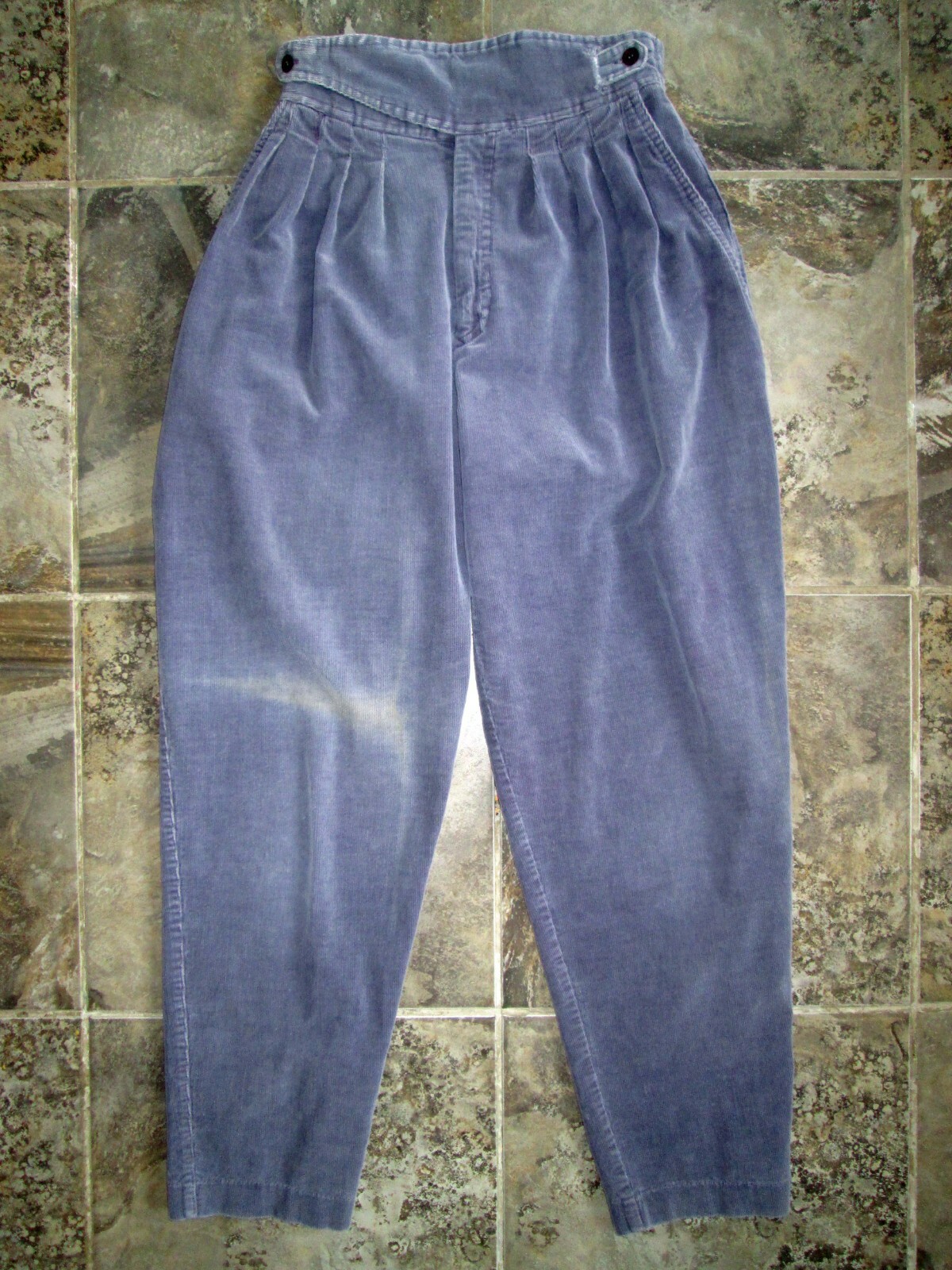 VTG Happy Legs Mom Pants 26×26 5 Ankle Pleated Corduroy Purple High Parachute
