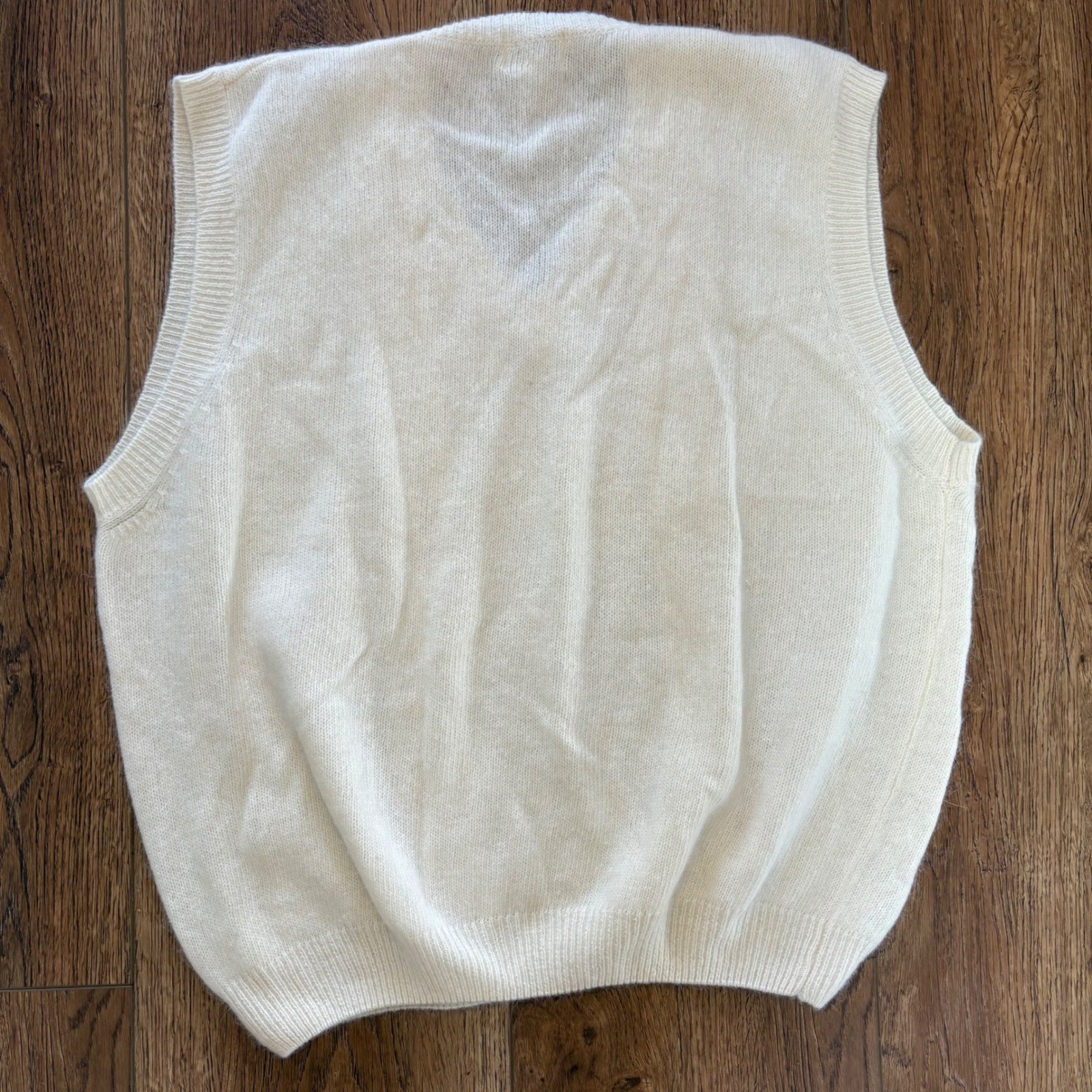 VTG 80s Koret Angora Lambswool V-Neck Sweater Vest Plus Size 24W Retro 3X Ivory