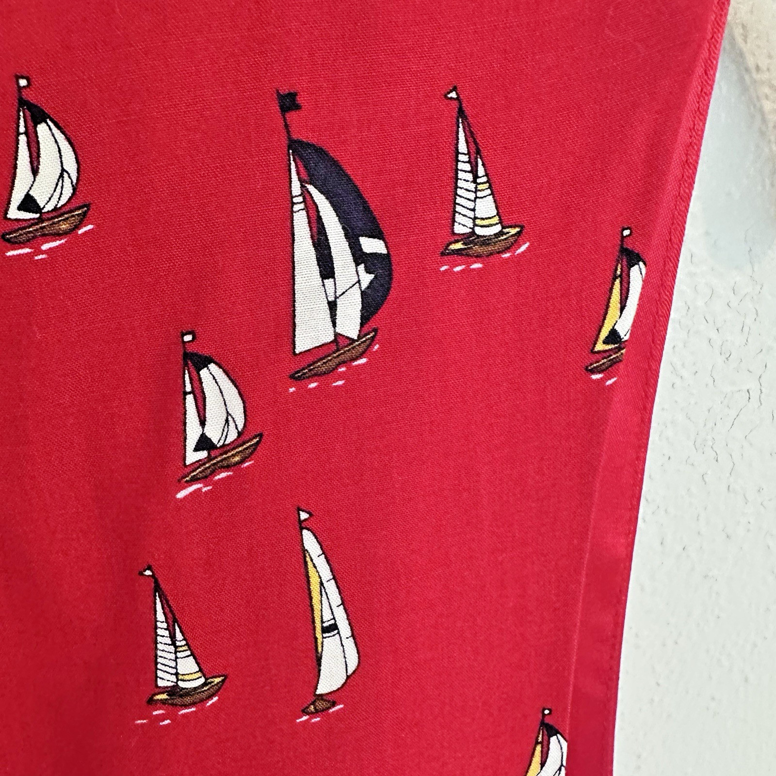 1990’s Liz Claiborne Womens Vest Red with Sail Boat print Collection Size 10