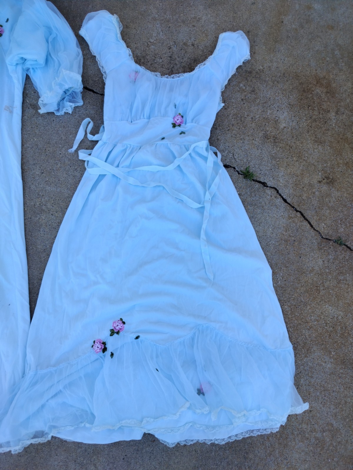 Vintage Laros Nightgown Robe Set Light Blue Small 34