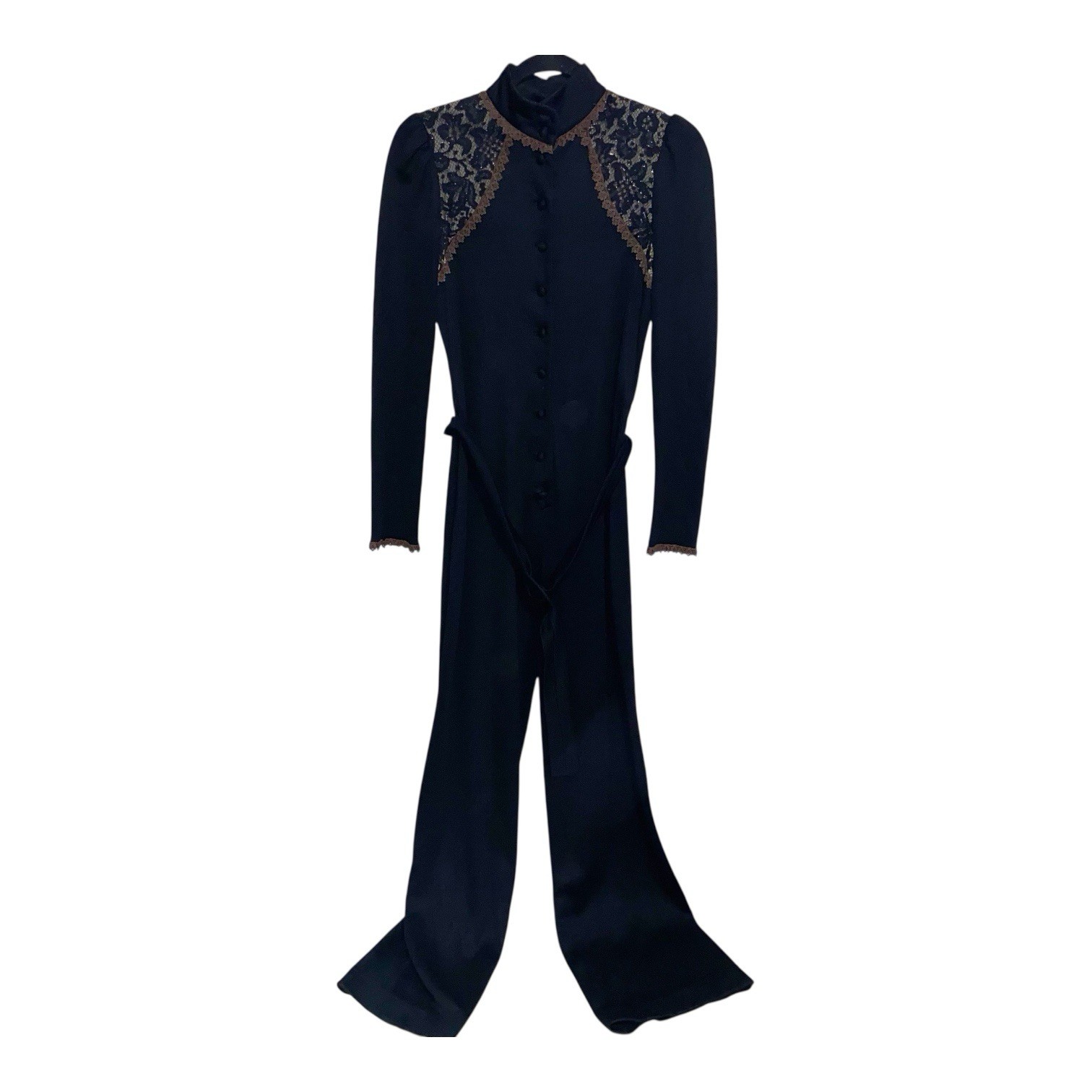 Vintage Young Edwardian Jumpsuit Womens Small Arpeja 70s Victorian Disco Retro