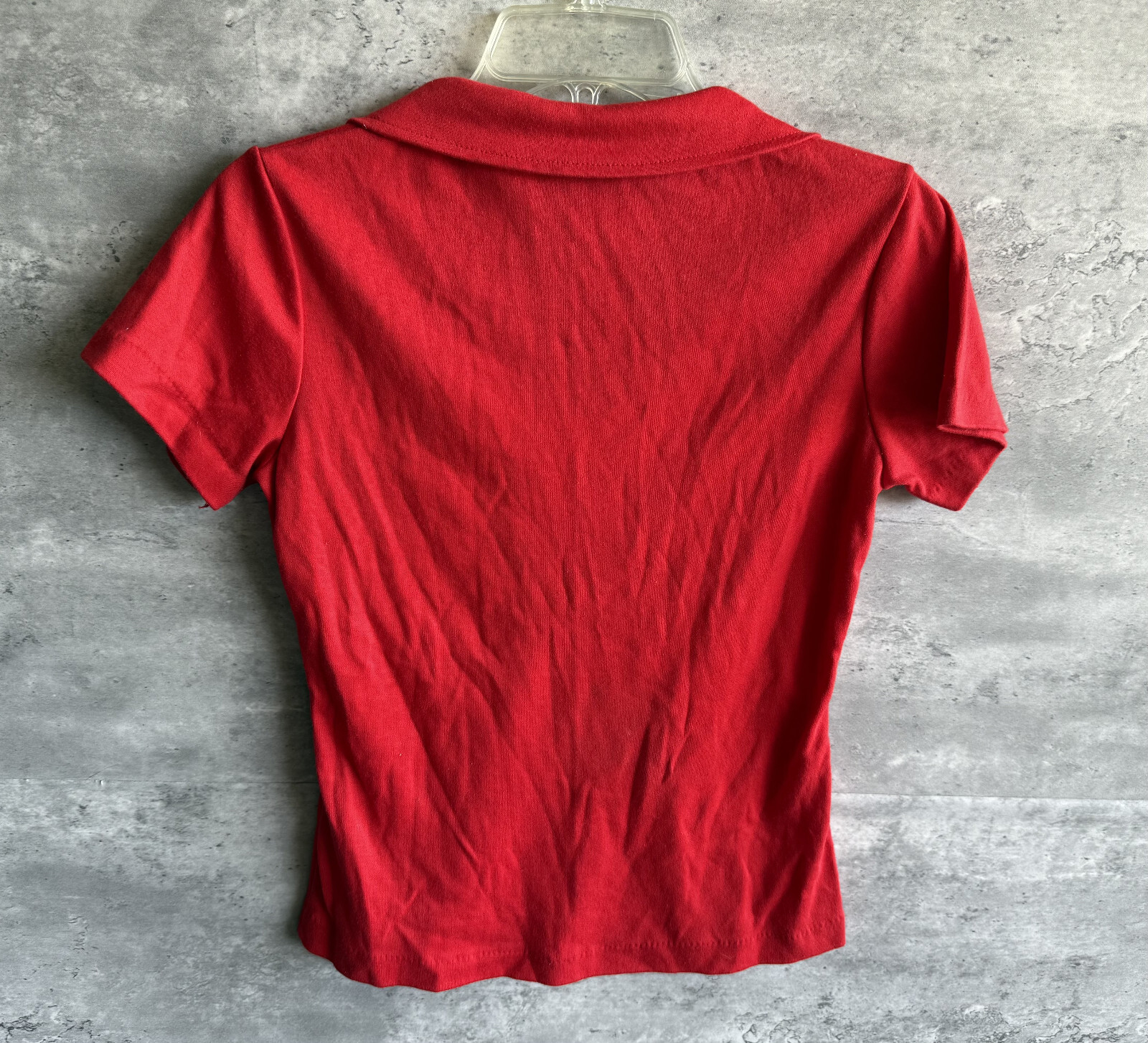 Vintage 1970s T-Flirt Durlene Designs Fremont Volleyball Red Polo Shirt Size M