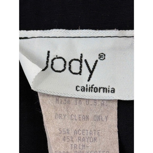 Vintage Jody California Black Lace Sleeve Maxi Dress Pearl Button Corset Back 13