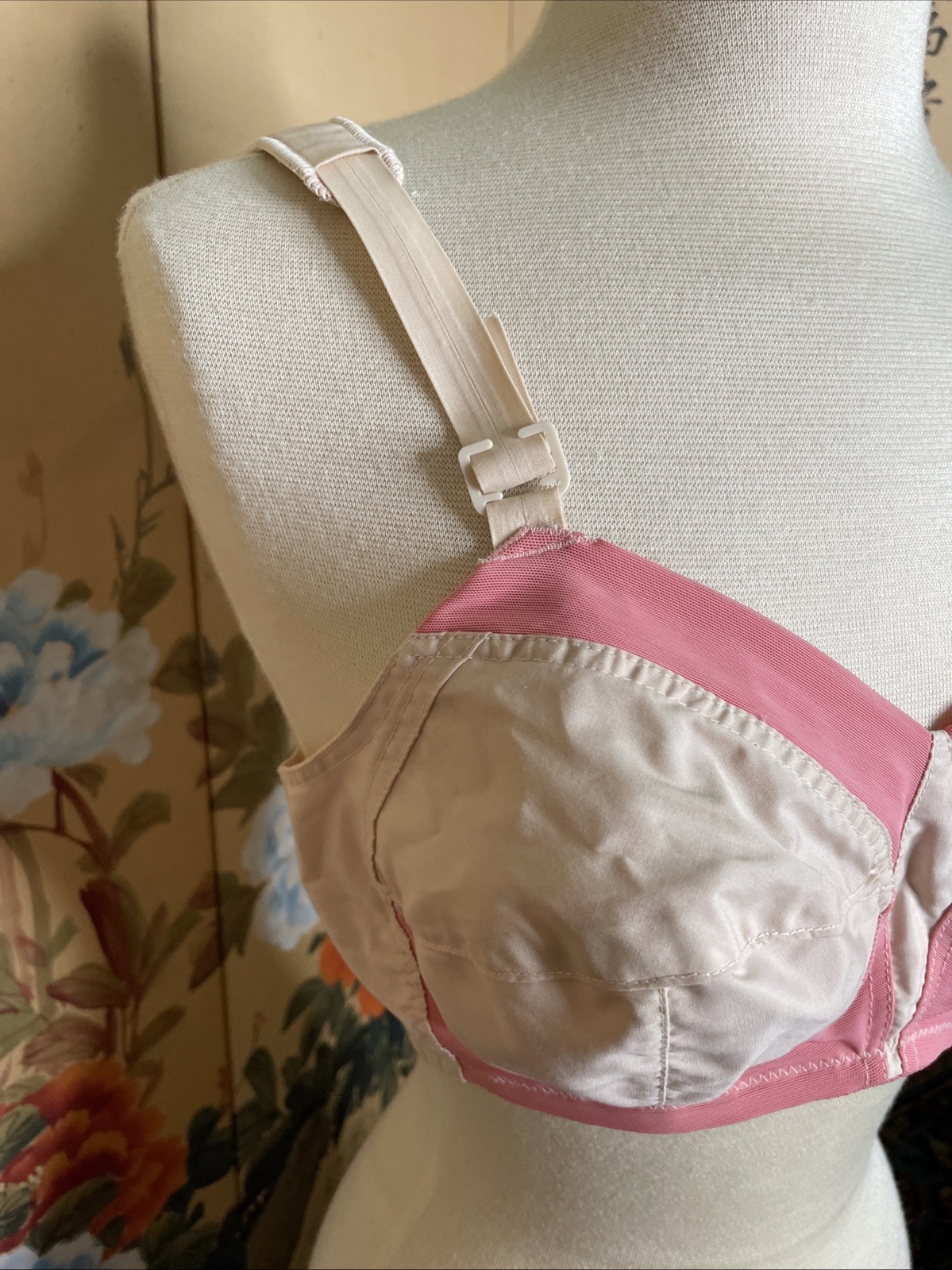 Vintage Exquisite Form Bullet Bra Sz 36C Pink Two Tone Pinup Retro Pointy