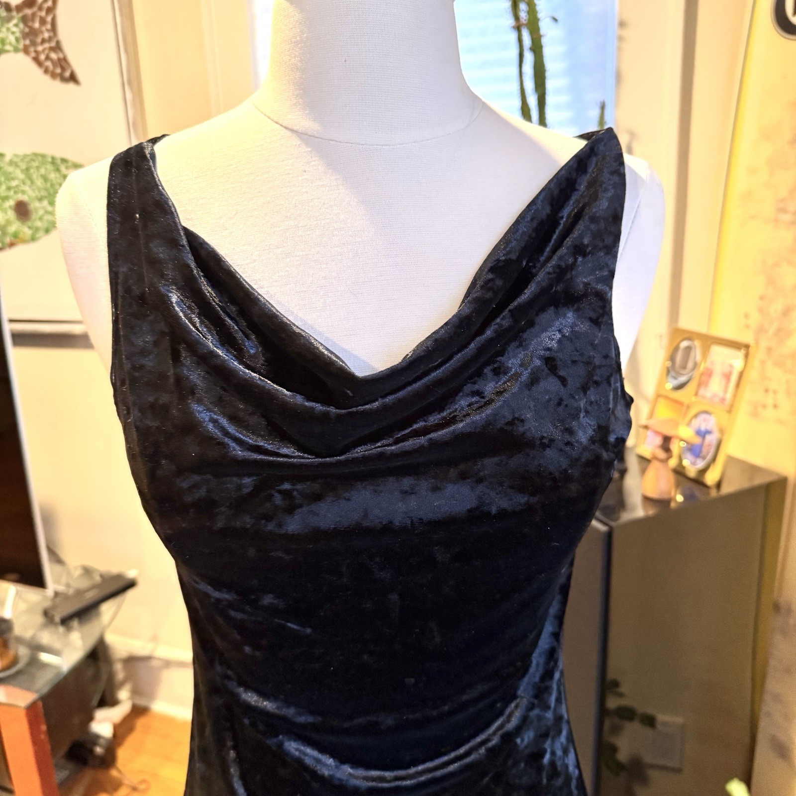 Vintage Mandee Velvet 90s Y2K LBD Cowl Neck Witchy Goth Whimsygoth Size S