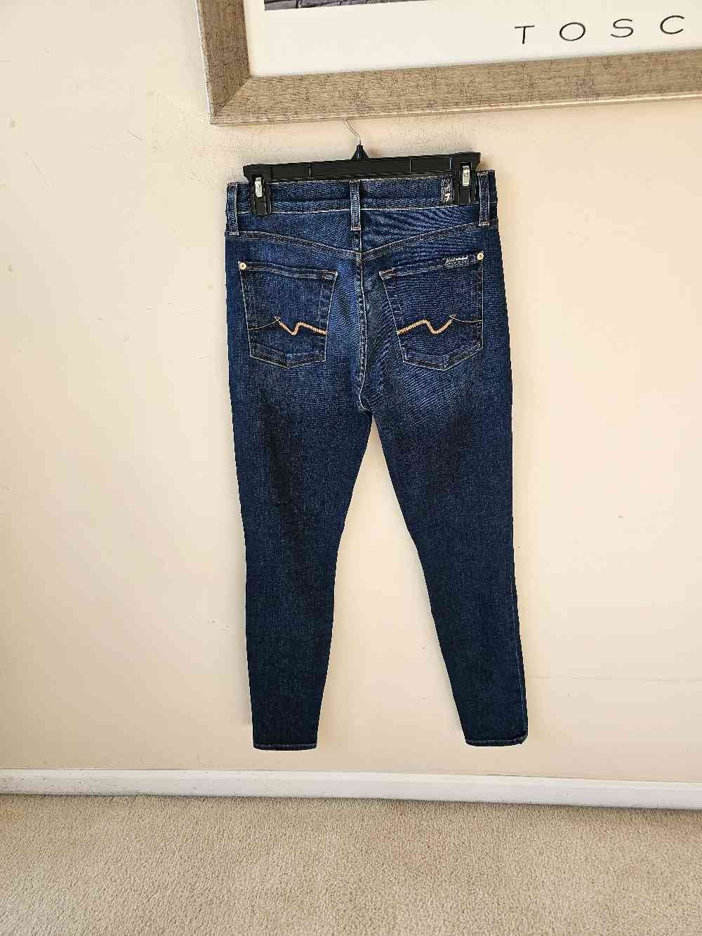 7 For All Mankind Gwenevere High Waist Skinny Jeans Womens Dark Wash Sz. 27