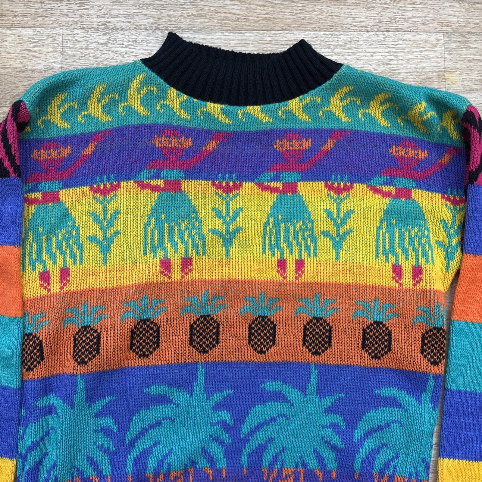 Deadstock Vintage Jet Set Sweaters Neon Knit Pullover Women’s M 80s 90s USA