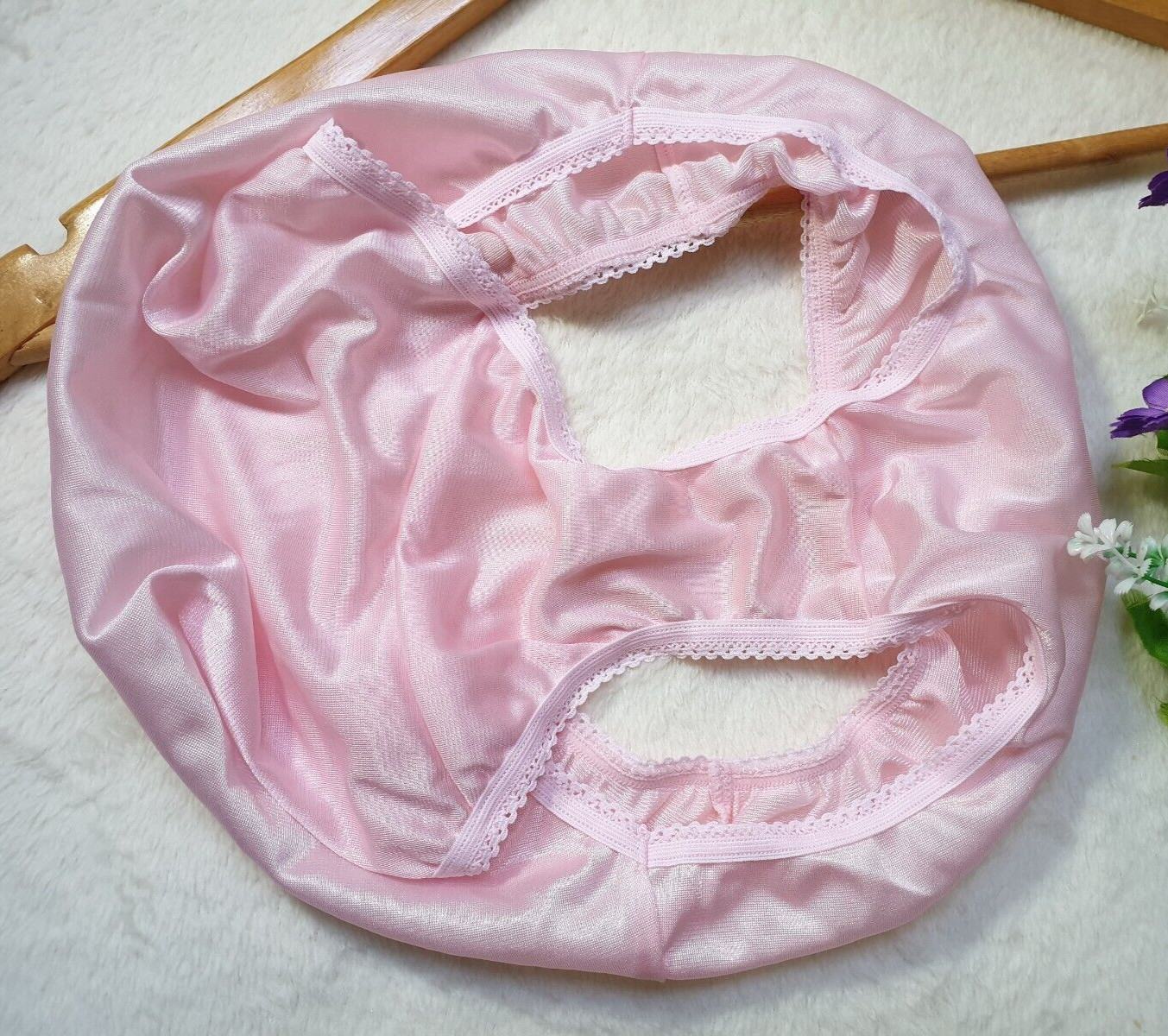 Vintage Silky Pink Panty 100% Nylon Sissy Sheer Brief Size 6-7 Hip 35-39″