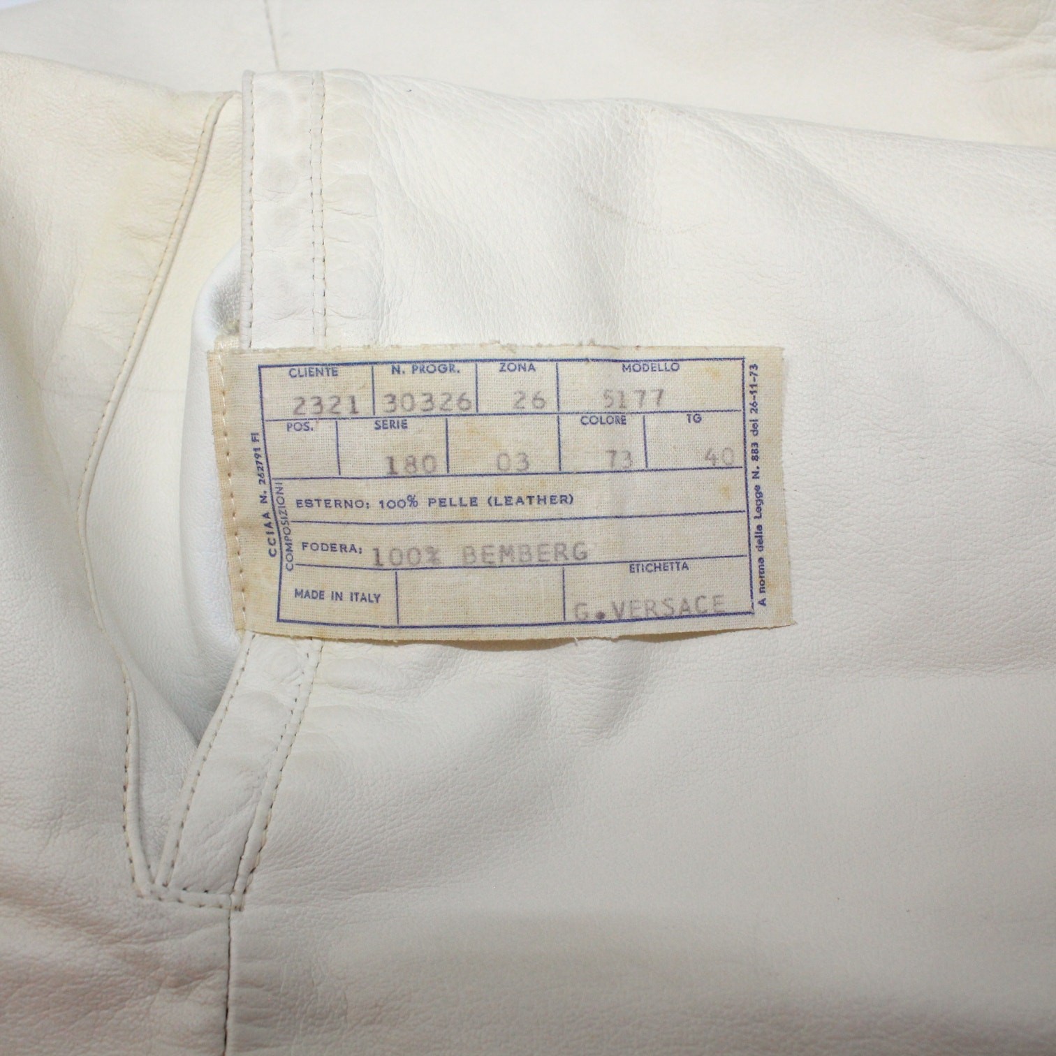 Vintage 1981 Gianni Versace Leather Vest PrimaveraEstate Calfskin Italy 40 Ivory