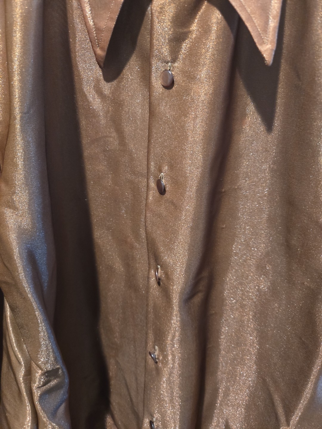 VTG 70s Disco Collar Button Down Long Sleeve Top Size L