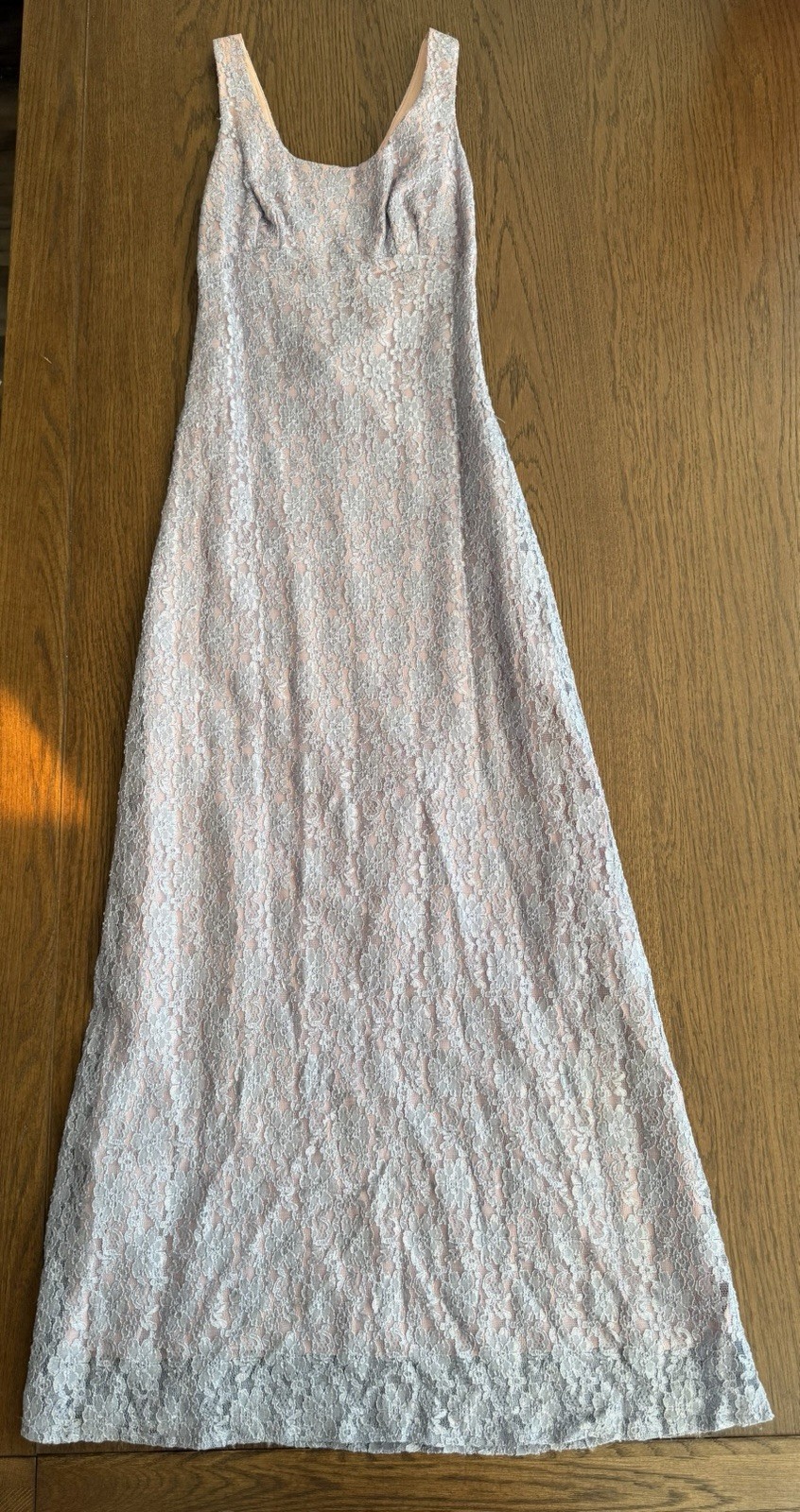 Vintage Roberta Formal Lace Dress in Light Blue and Light Pink Size 3/4