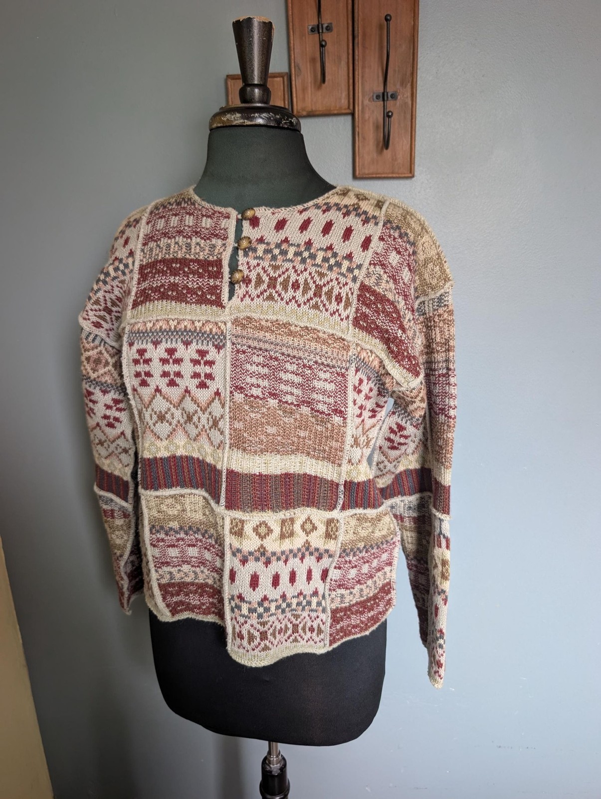 Vintage Patchwork Wool Blend Sweater