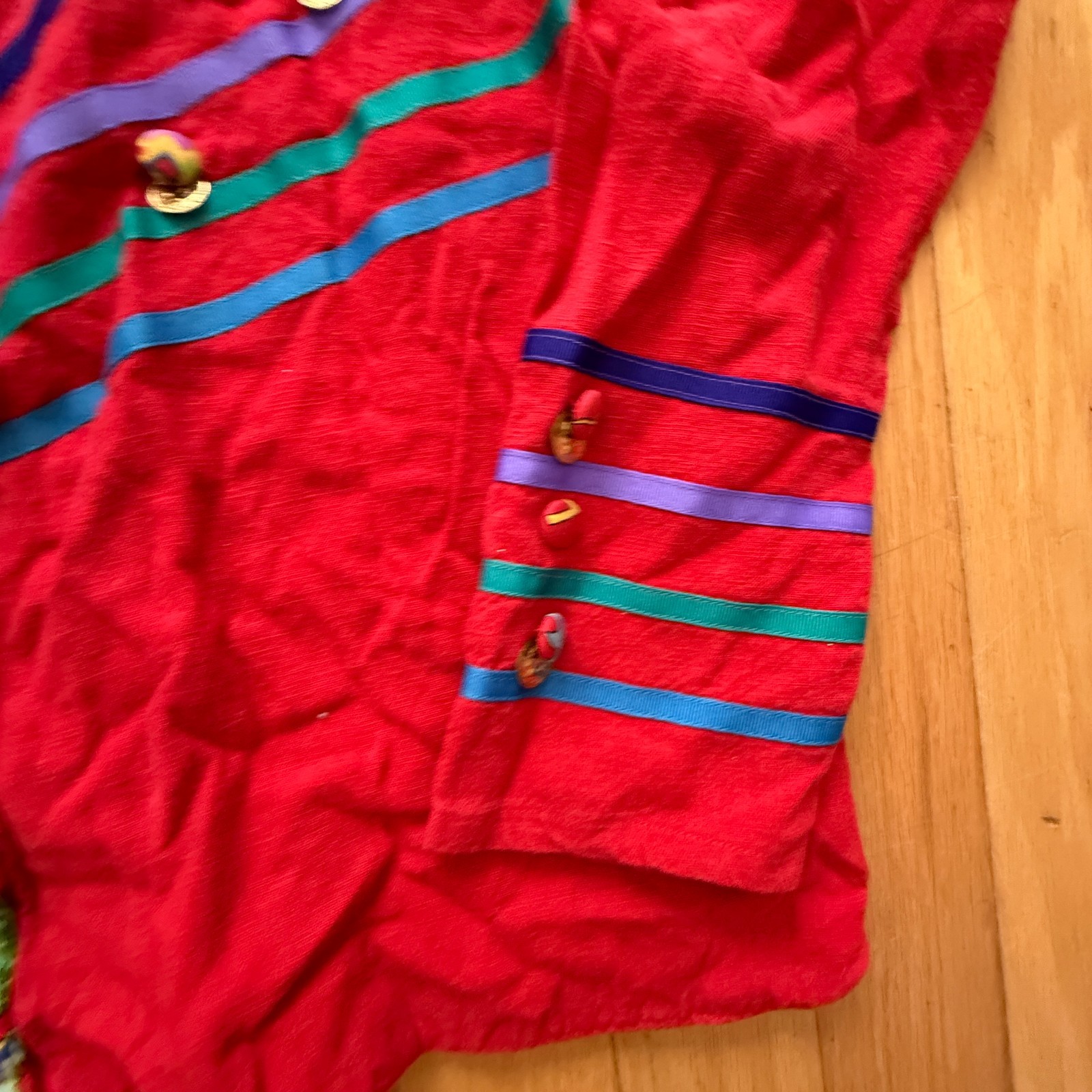 Vtg Southwest Theme Jacket Cotton Pockets Papike Wear OS Red