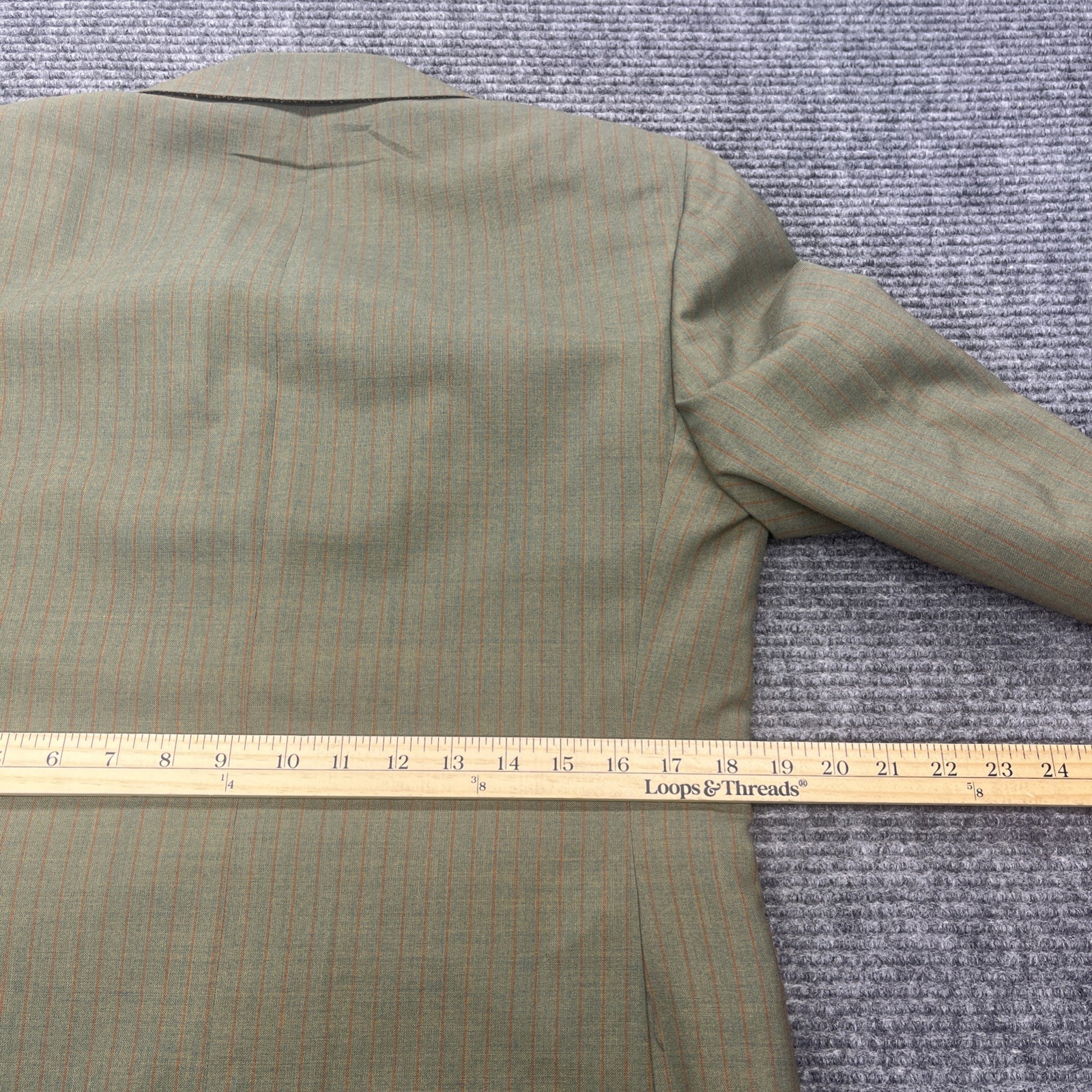 Vtg 70s Green Red Pinstriped Sport Coat Deconstructed Face Graphic 38R Lyncraft