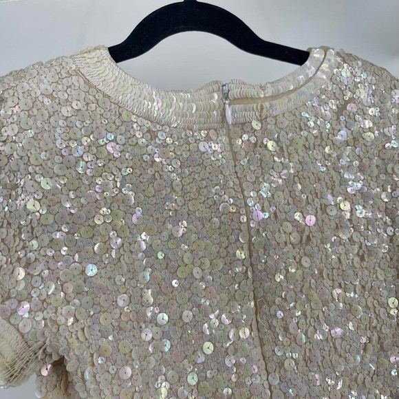 Vintage Neil Bieff Silk Sequin Mini Dress 8 Medium Cocktail Party Glam Retro
