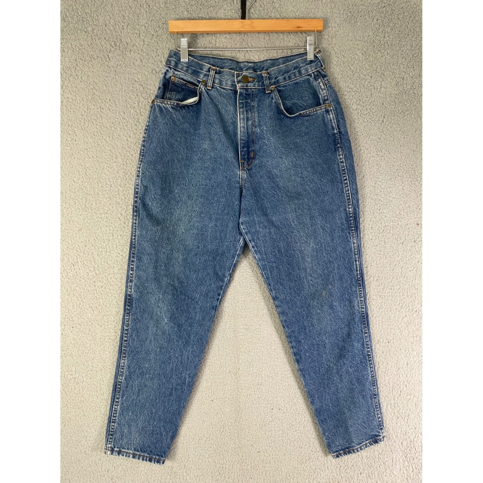 Vintage Chic High Waisted Tapered Mom Jeans Medium Wash USA Made Size 14P 28×26