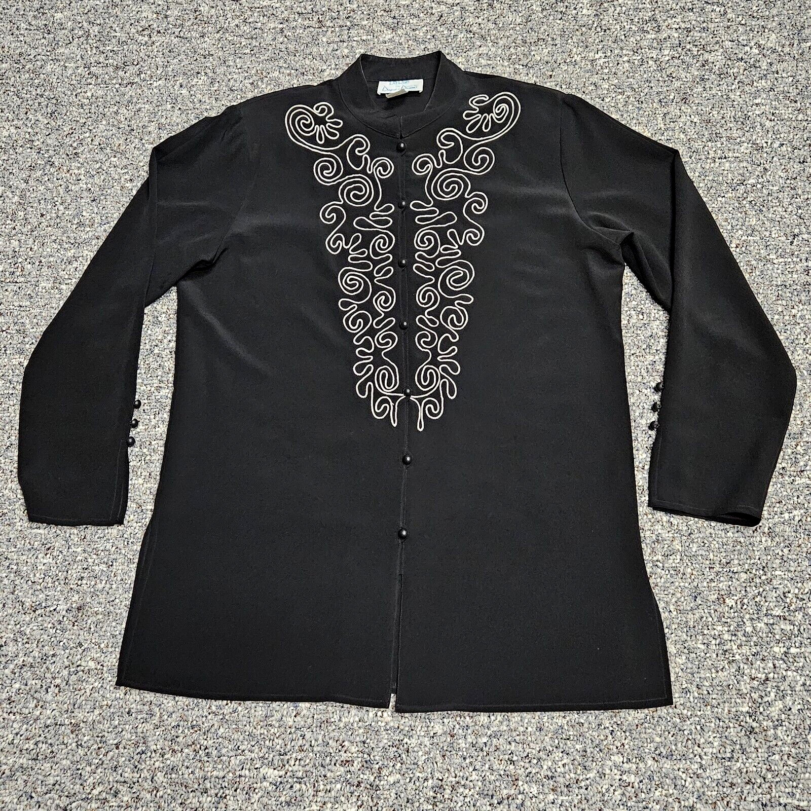 Vintage 60’s Da-Rue Draper’s & Damon’s Tunic Top Sz. 8 Black White Long Sleeves