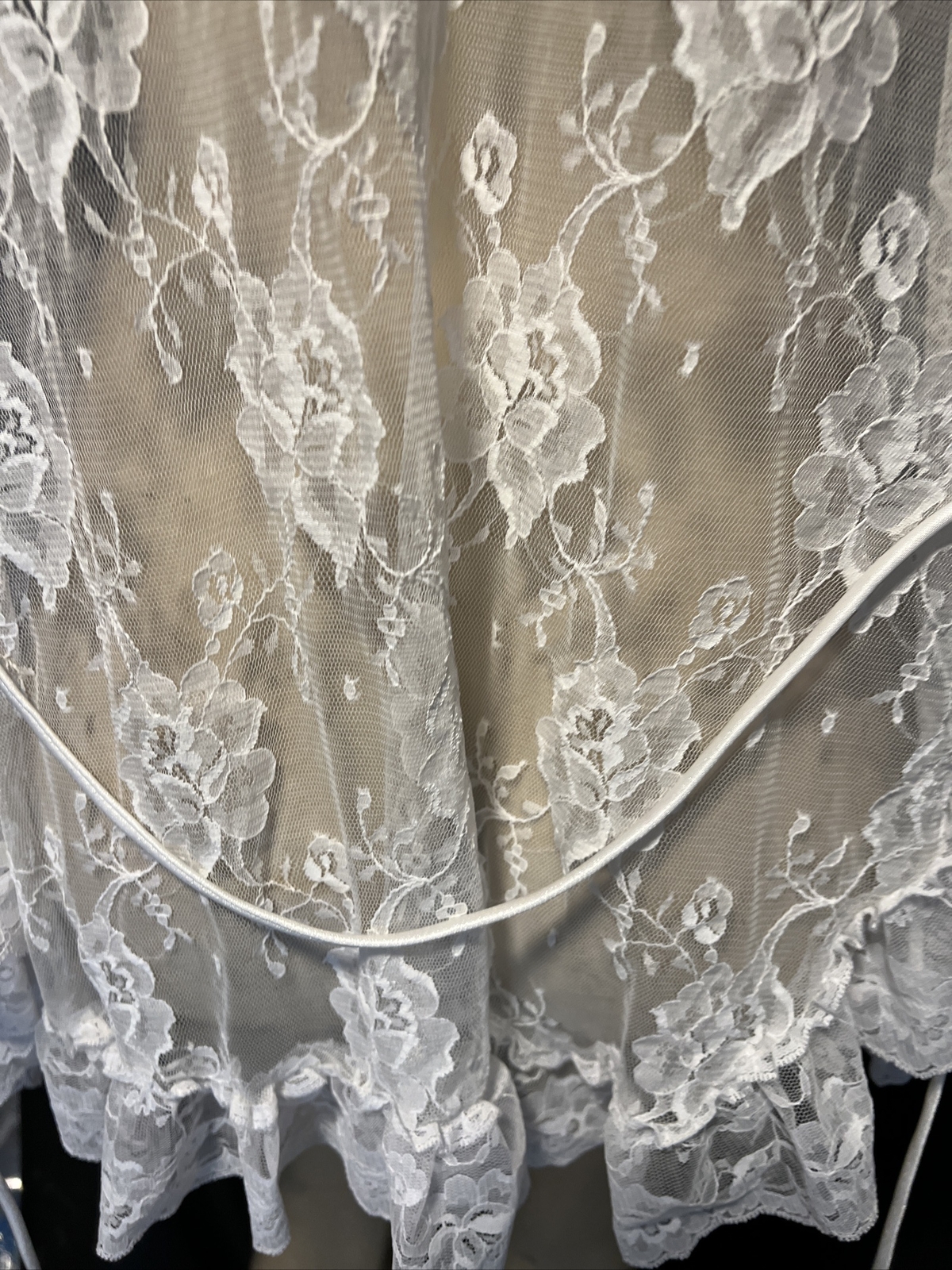 VTG Shirley Of Hollywood Short Bridal Ruffle Trim Lace Sheer Nylon One Sz cp2