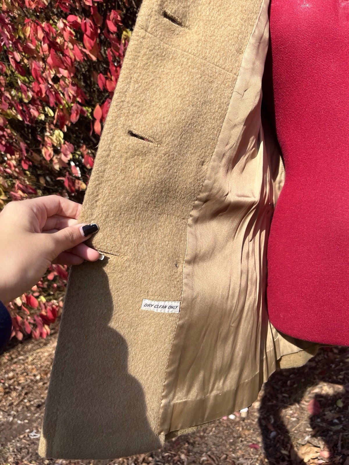 Vintage 1950s 1960s Brown Button Down Wool Peacoat Womens S/M Double Breasted