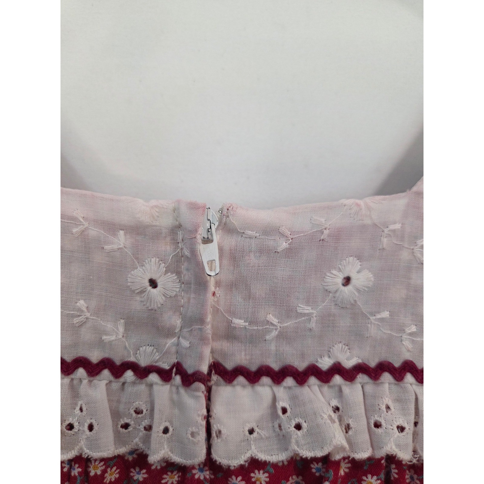 McInerny Vtg 70s Hawaiian Floral Cotton Prairie Maxi Dress S Eyelet Yoke Tiered