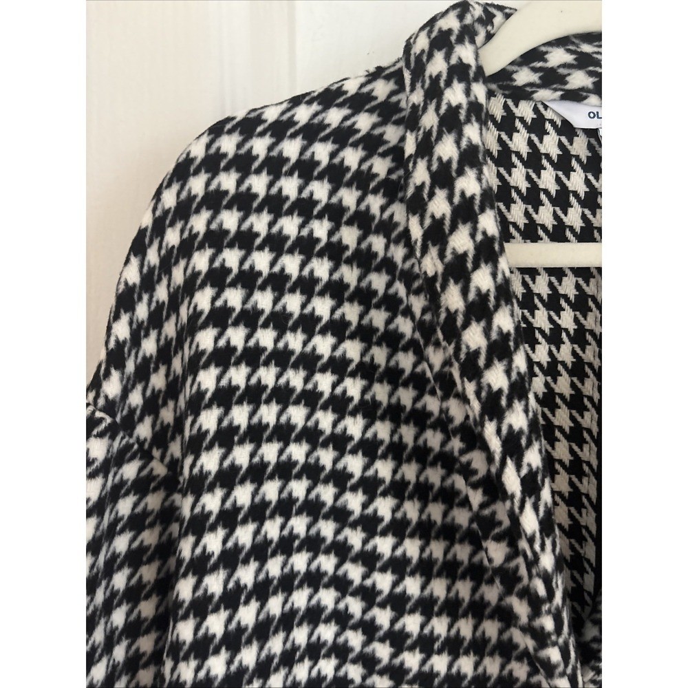 NWT Old Navy Coat Black White Houndstooth Academia Preppy Classic Cozy Sz XS