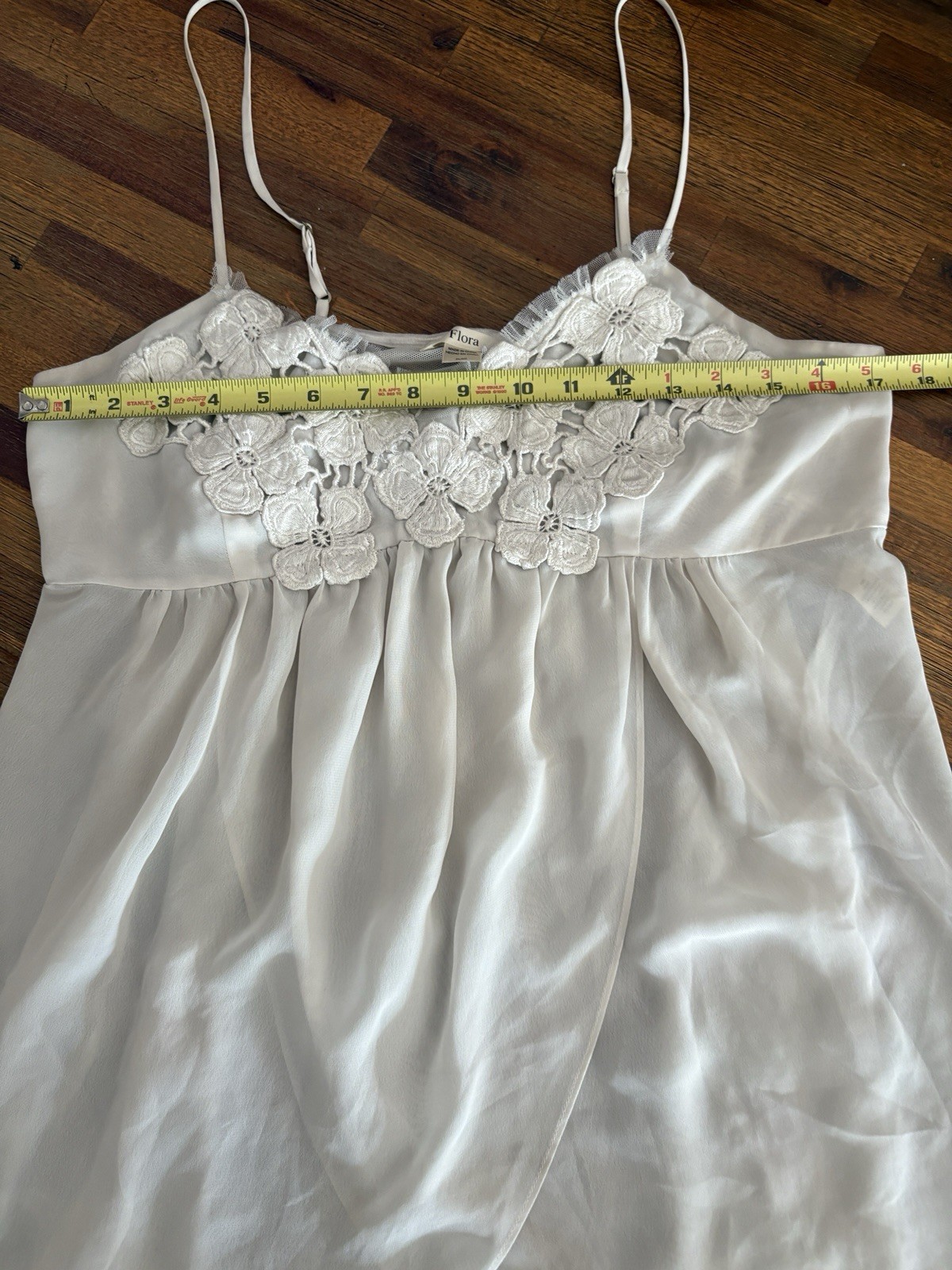 Vintage Flora Sheer Camisole XL Light Gray Babydoll Nightie Floral Design 1990s