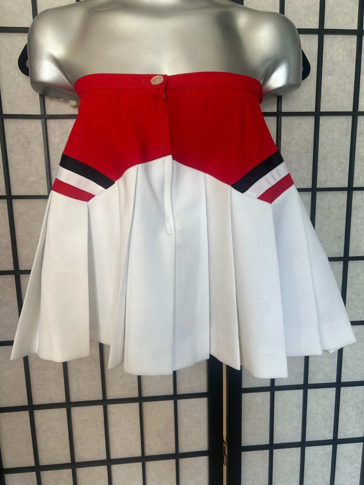 60s Mini Tennis Skirt (S) small white red vintage cheer womens preppy retro cute