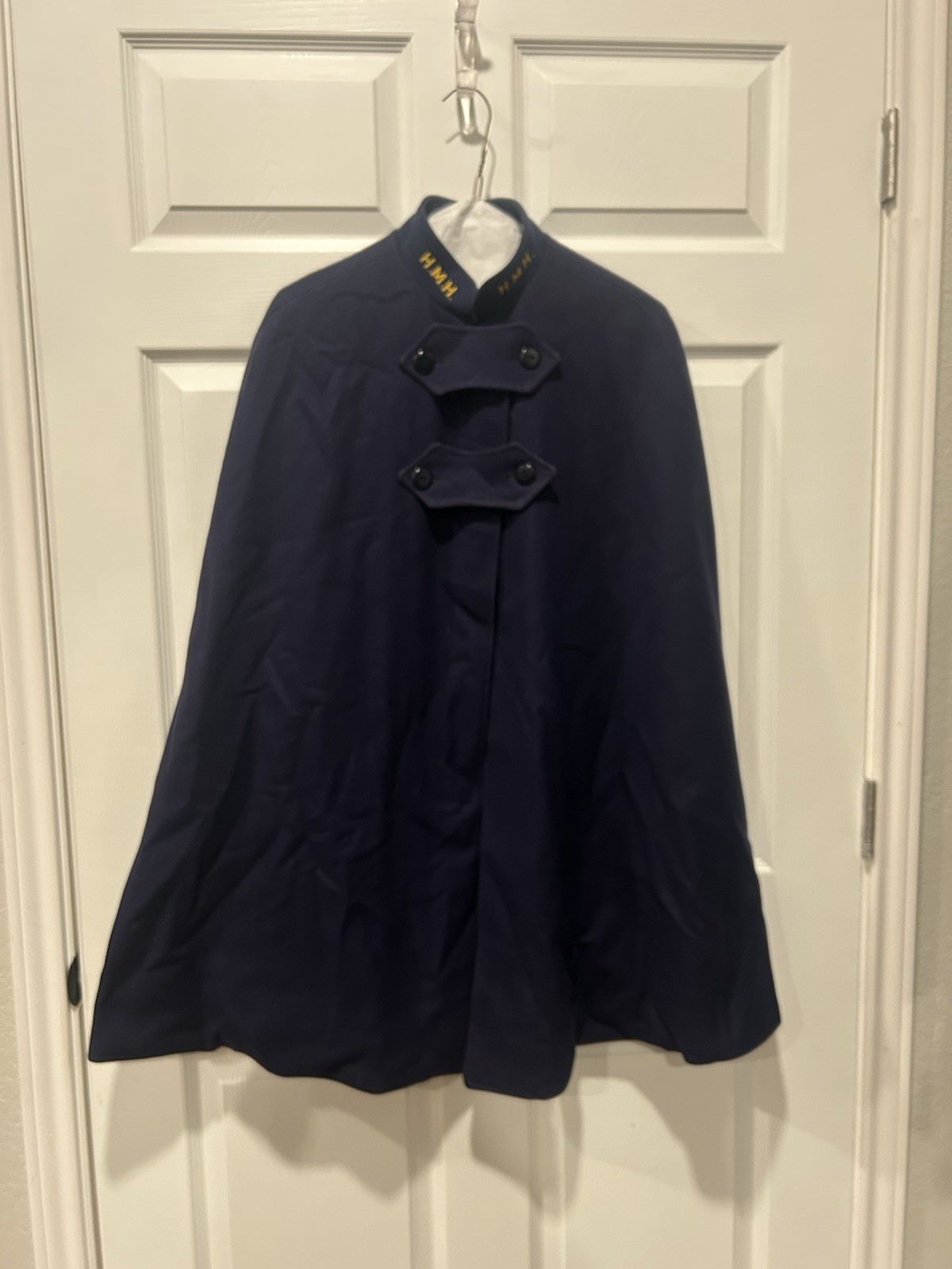 Vintage 1950s Standard Apparel Company Nurse’s Wool Cape Navy Gold Medical Cloak