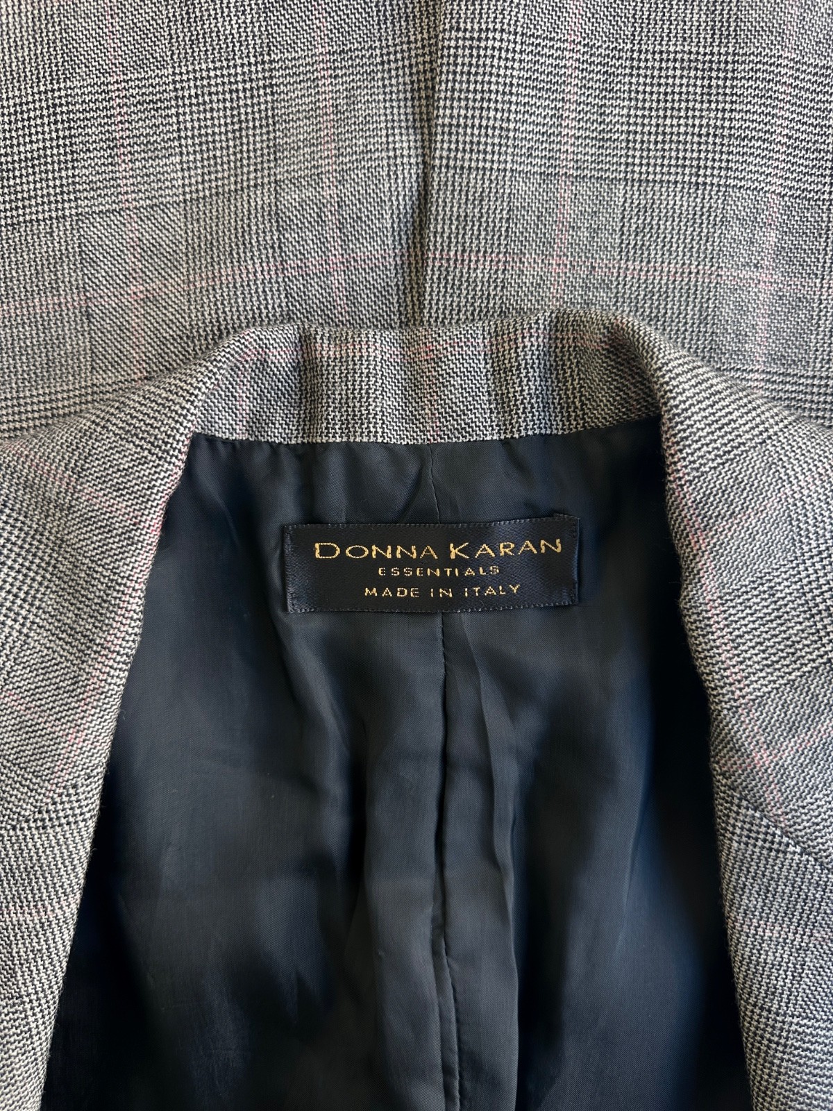 Donna Karan 90s Longline Womens Blazer Size 6 Medium Designer Plaid Blazer